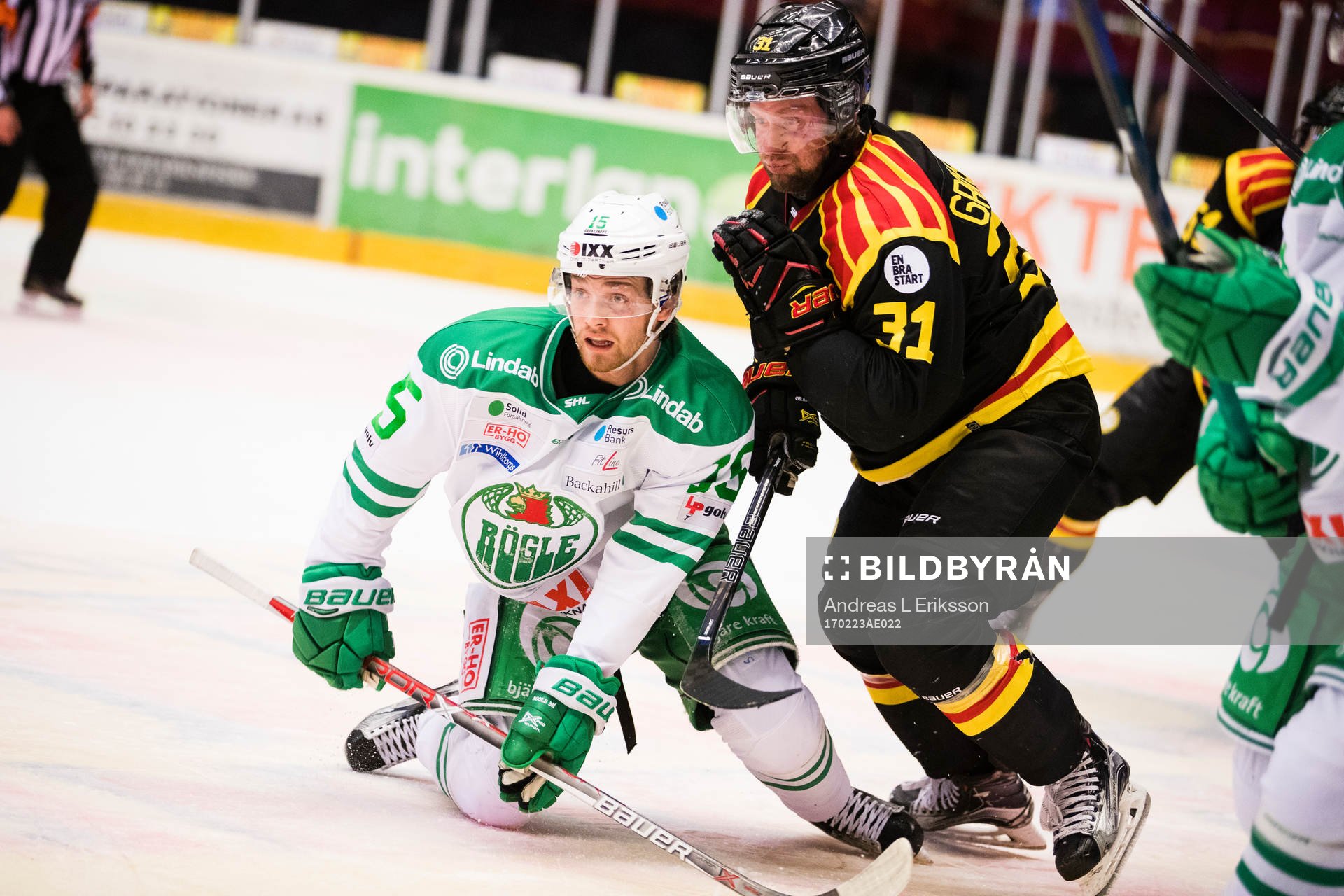 Rögles Simon Ryfors och Brynäs Jonathan Granström