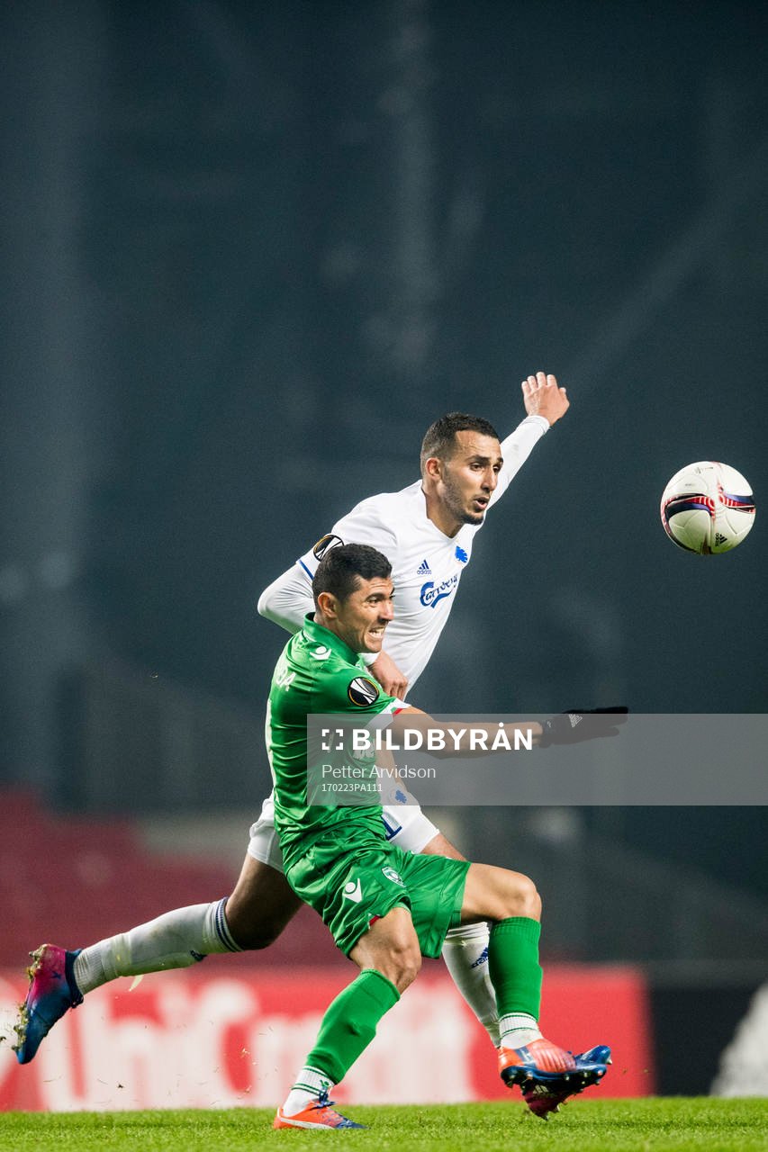 FC Köpenhamns Youssef Toutouh och Ludogorets Junior Quixada