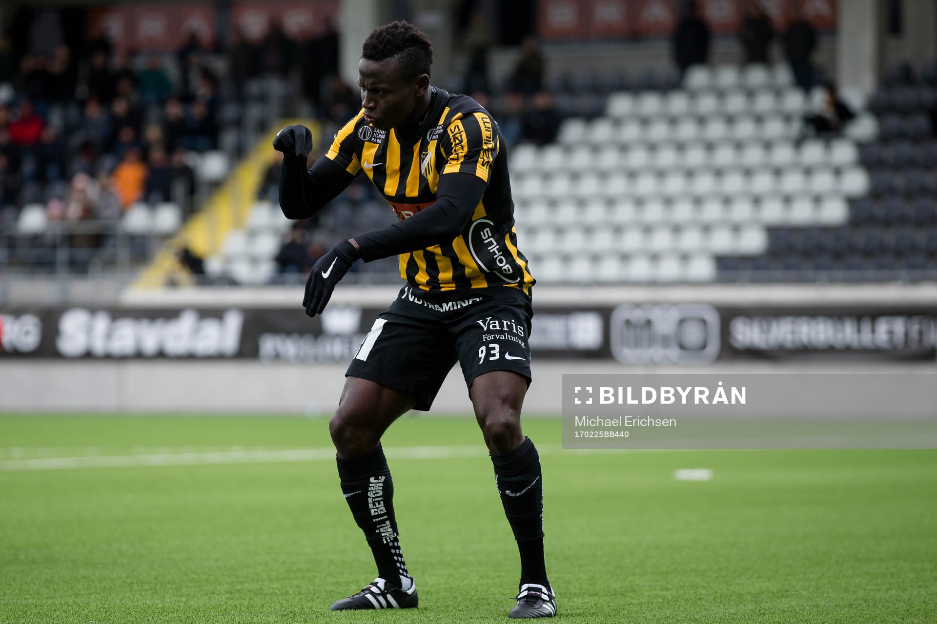 Häckens Alhassan Kamara jublar och firar sitt 1-0 mål
