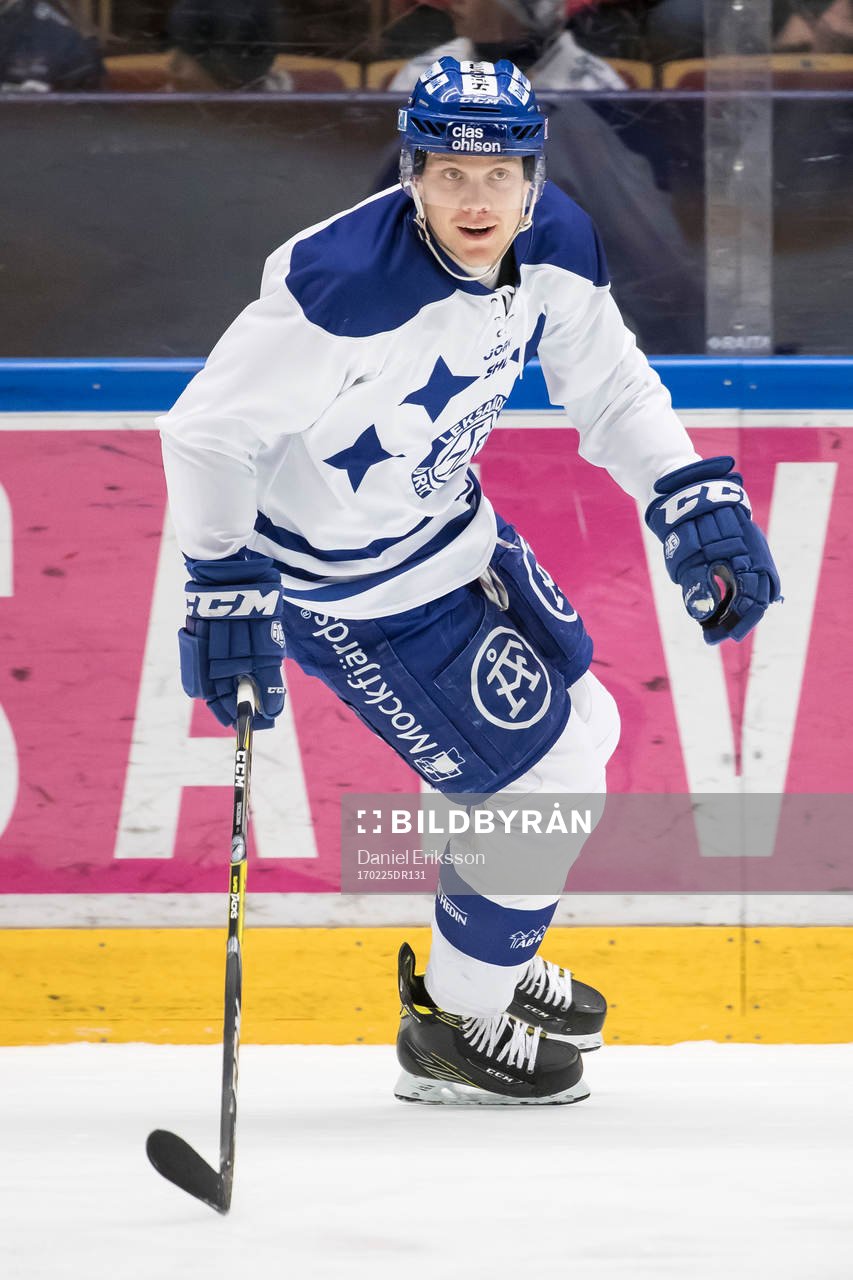 Leksands Lukas Ericsson i ishockeymatchen i SHL mellan