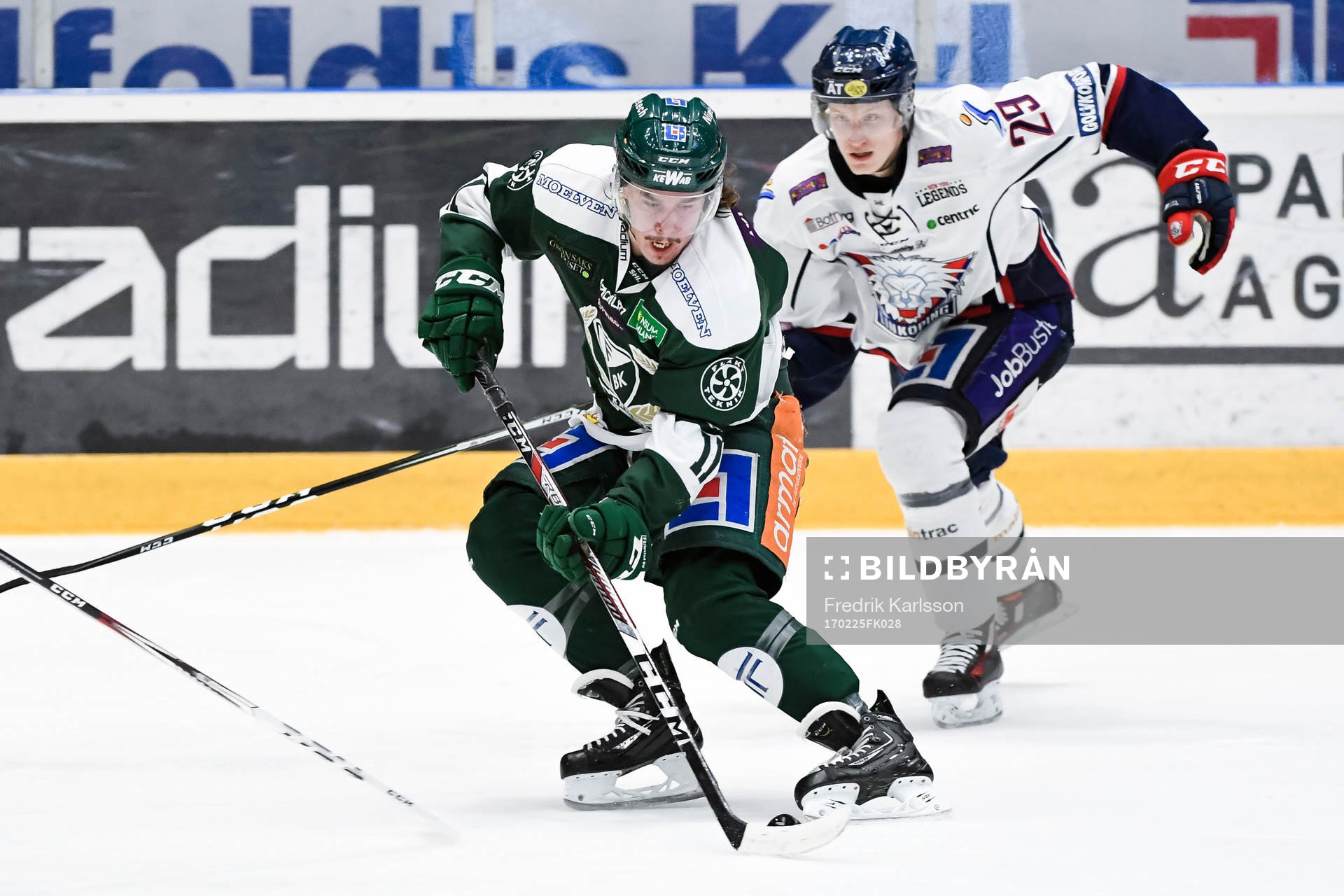 Färjestads Joakim Nygård och Linköpings Gabriel Carlsson