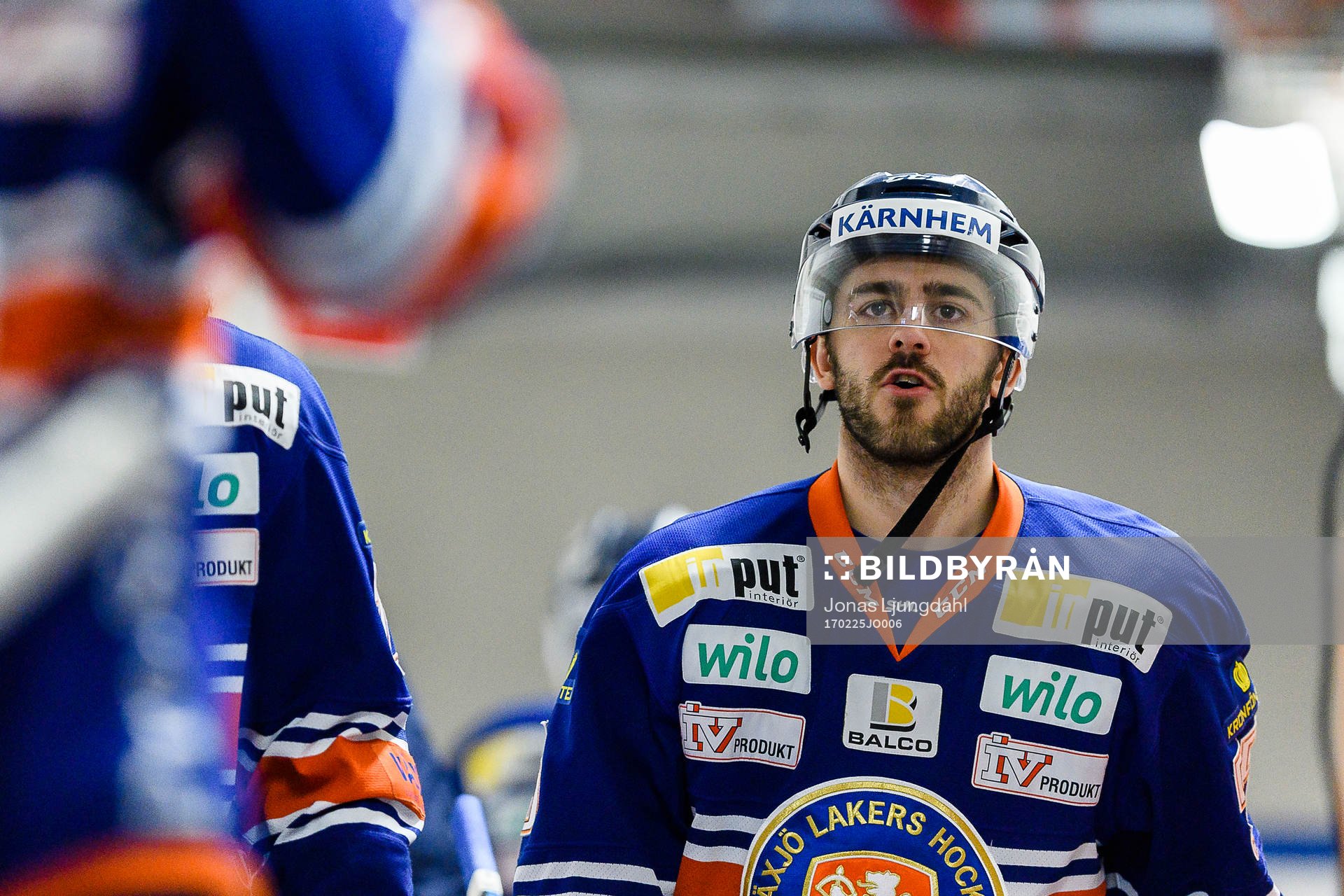 Växjös Nick Bailen före ishockeymatchen i SHL mellan
