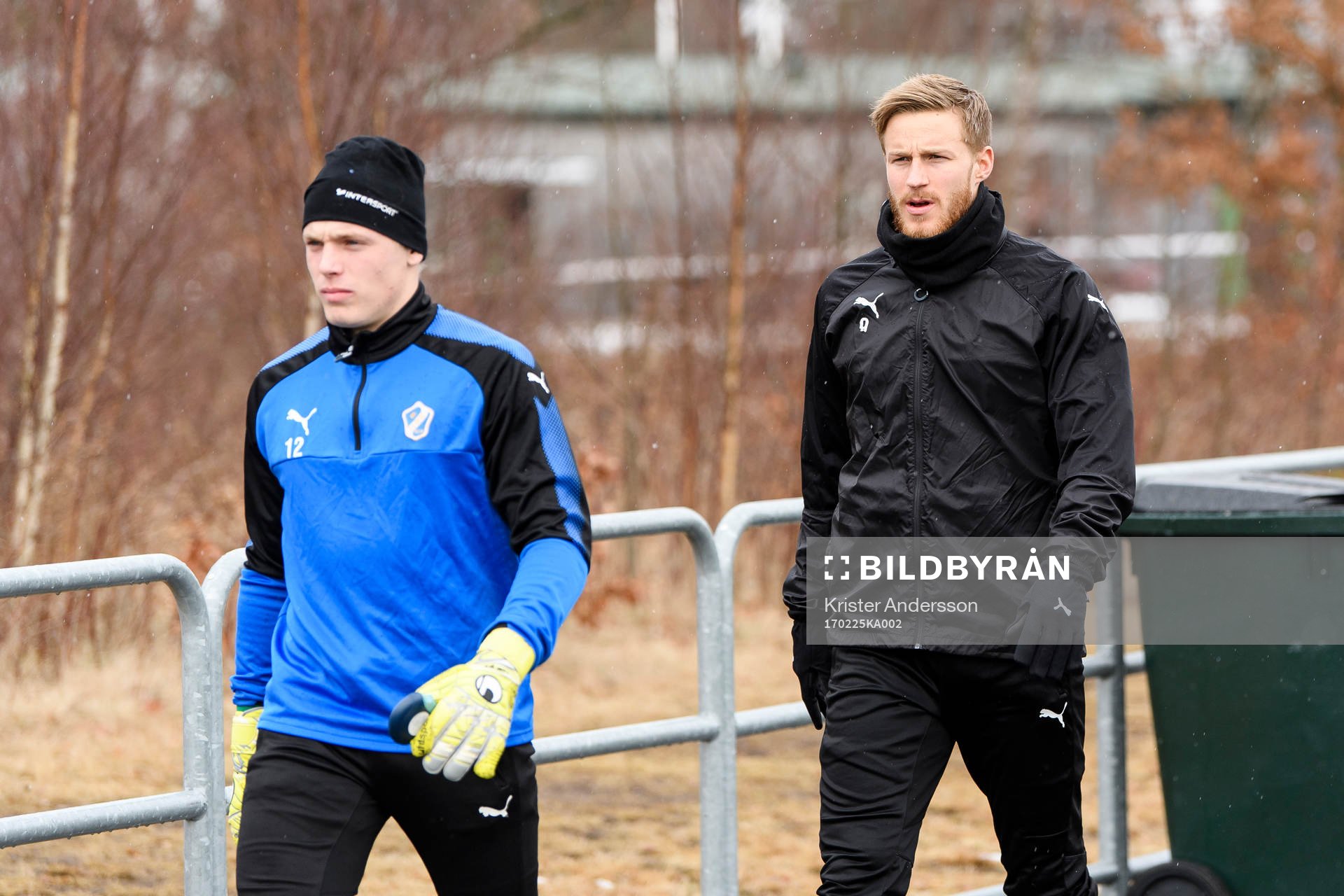 Halmstads målvakt Isak Pettersson och Alexander Ruud