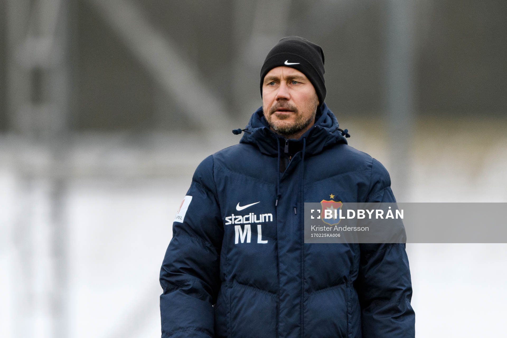 Örgrytes tränare Marcus Lantz före fotbollsmatchen i