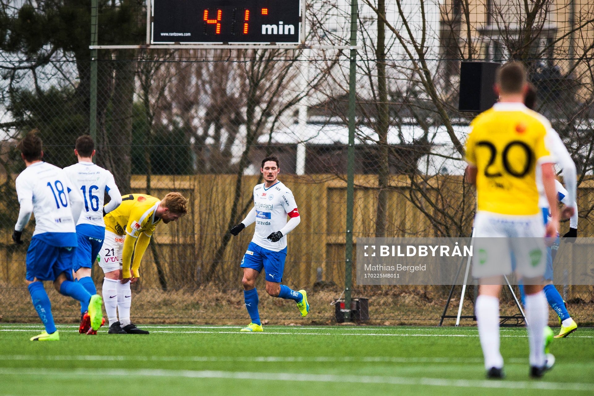 Värnamos Pär Cederqvist jublar efter att han gjort 0-1-målet under en fotbollsmatch i Svenska Cupen mellan Falkenberg och Värnamo den 25 februari 2017 i Falkenberg.