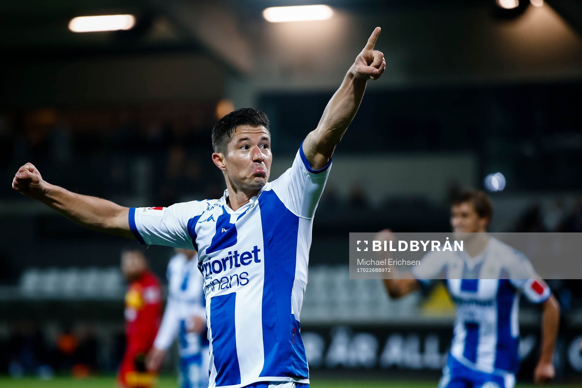 IFK Göteborgs David Boo Wiklander jublar efter 6-0 under fotbollsmatchen i Svenska Cupen mellan IFK Göteborg och Arameisk-Syrianska den 26 februari 2017 i Göteborg.
