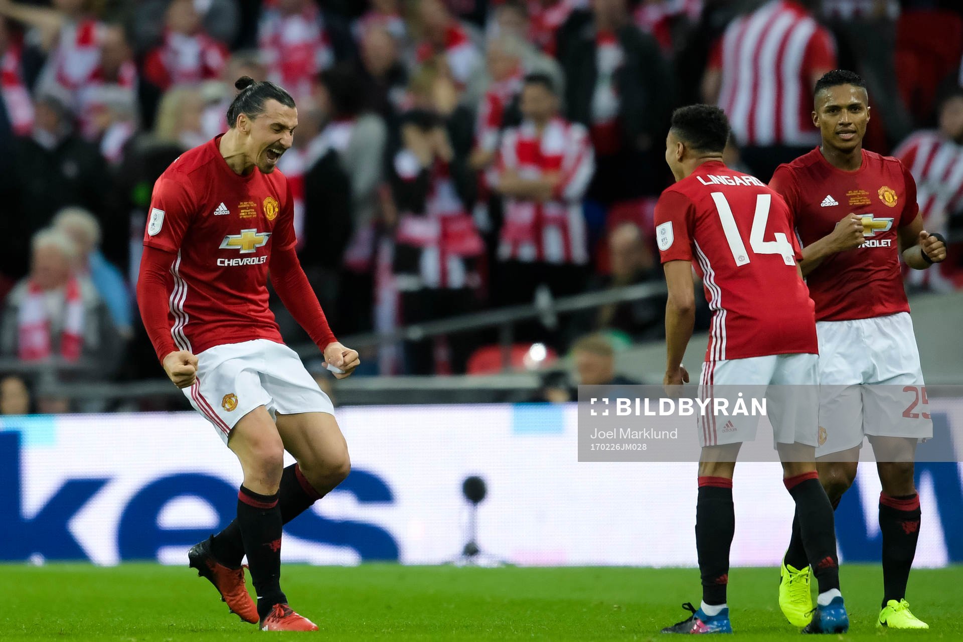 Manchester Uniteds Zlatan Ibrahimovic, Jesse Lingard och