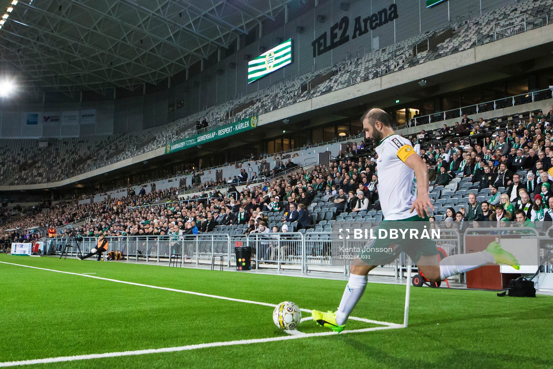 Hammarbys Kennedy Bakircioglu med en hörna