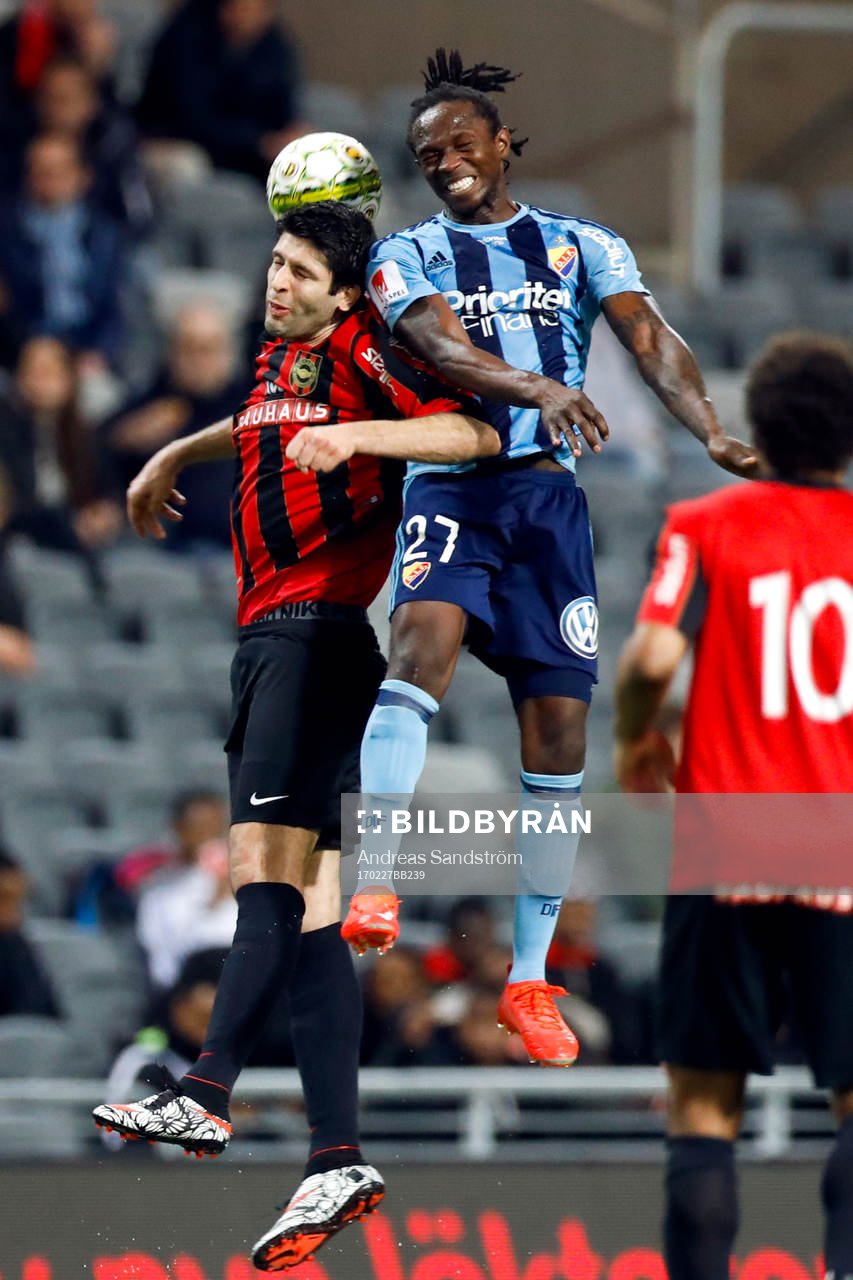 Djurgårdens Kebba Ceesay och Brommapojkarnas Luca Gerbino