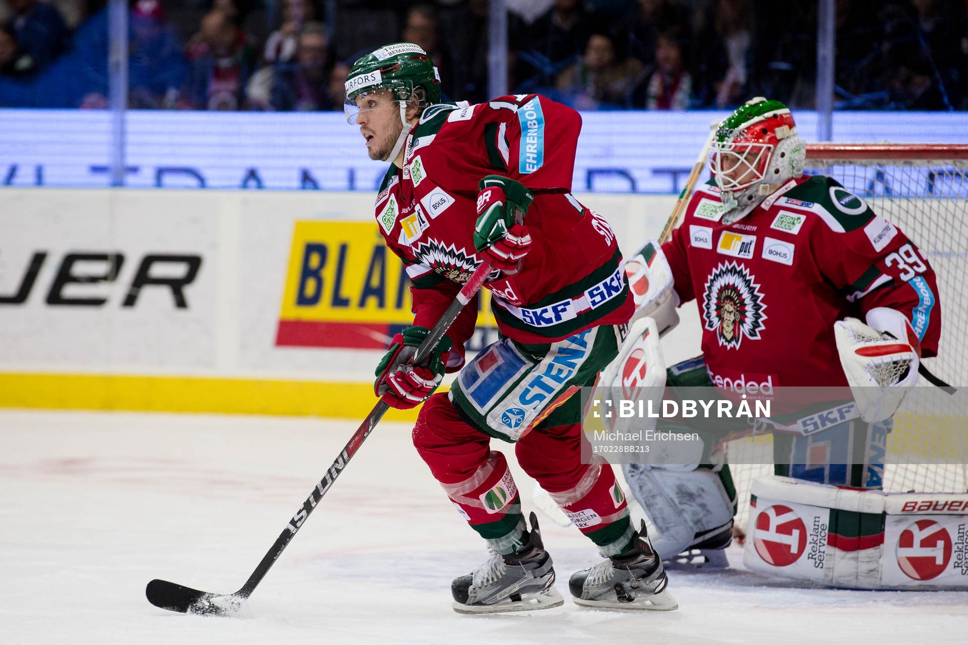 Frölundas Sebastian Stålberg och målvakt Dan Bakala