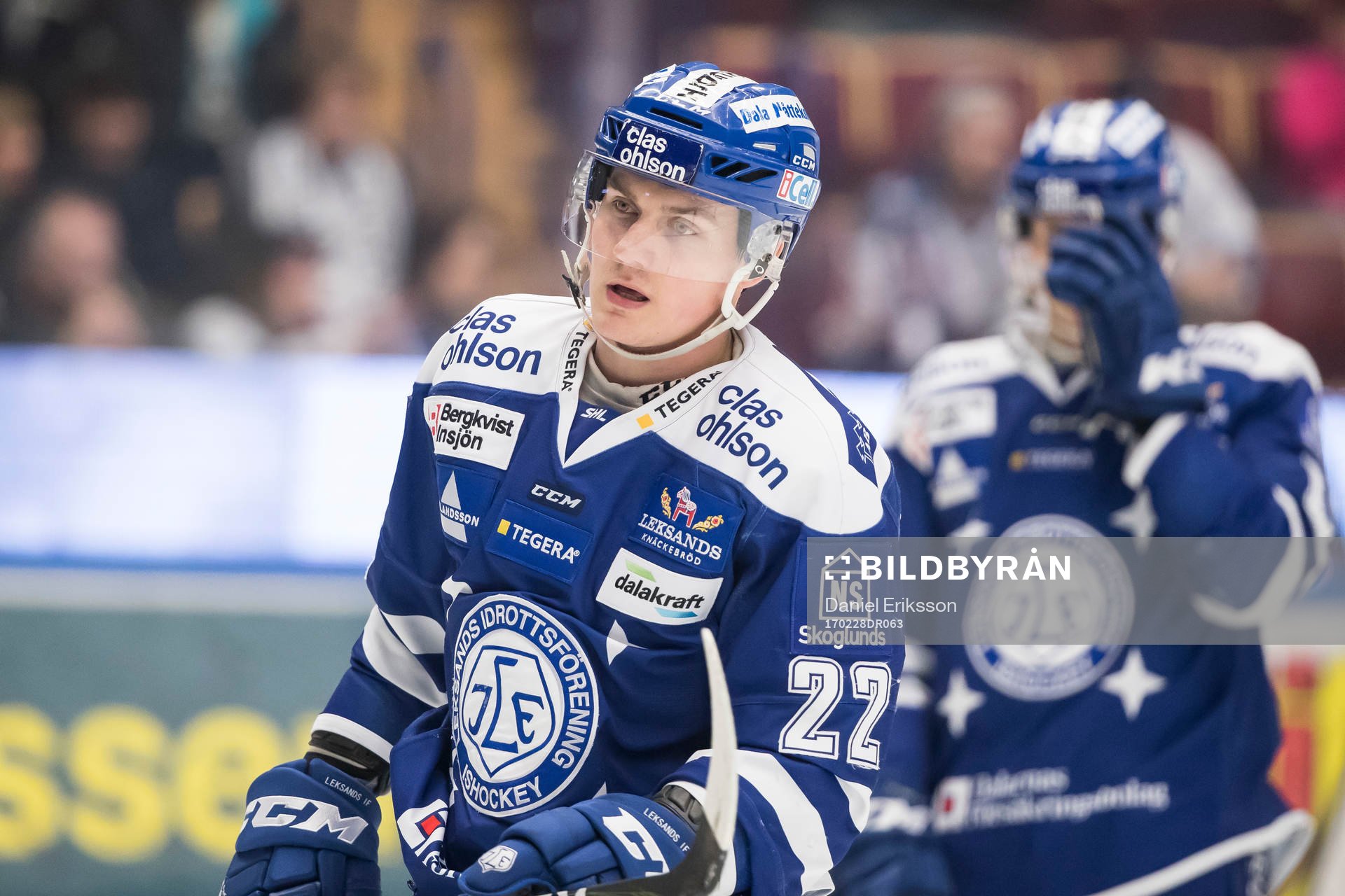 Leksands Martin Grönberg i ishockeymatchen i SHL mellan