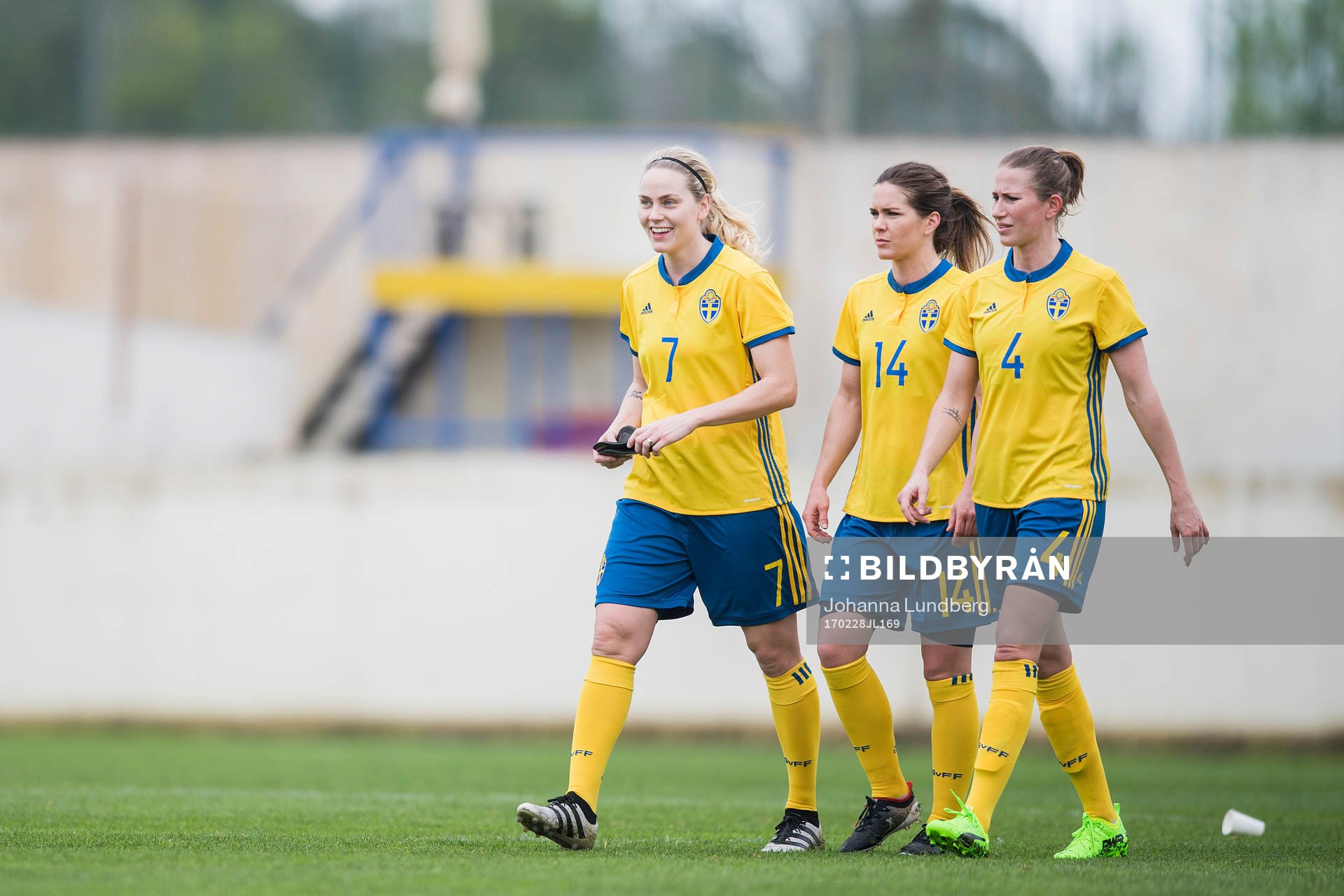 Sveriges Lisa Dahlkvist, Hanna Folkesson och Emma Berglund