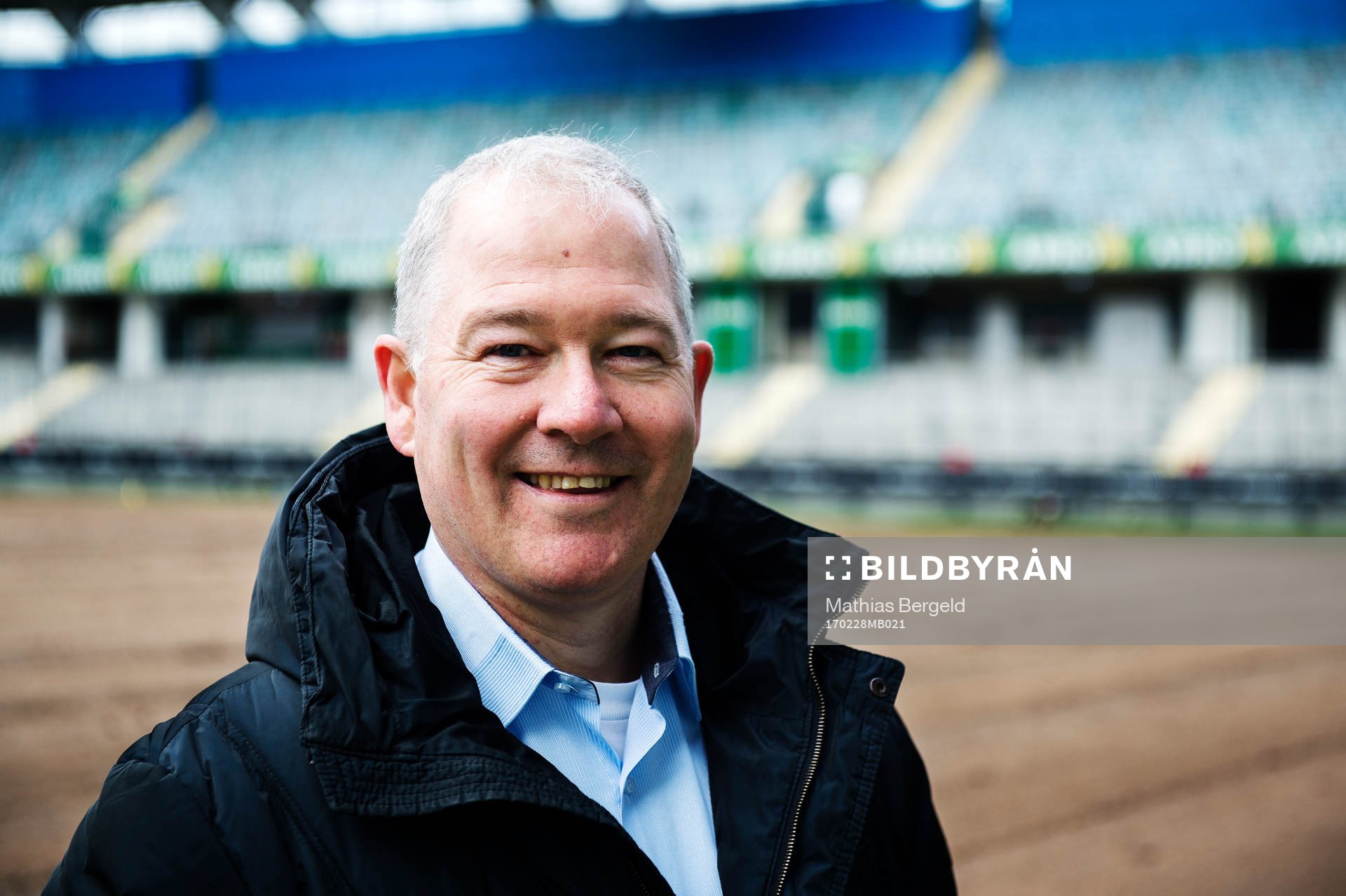 I Turf Managements Andy Cole poserar för ett porträtt under en pressträff inför installationen av hybridgräs på Gamla Ullevi den 28 februari 2017 i Göteborg.