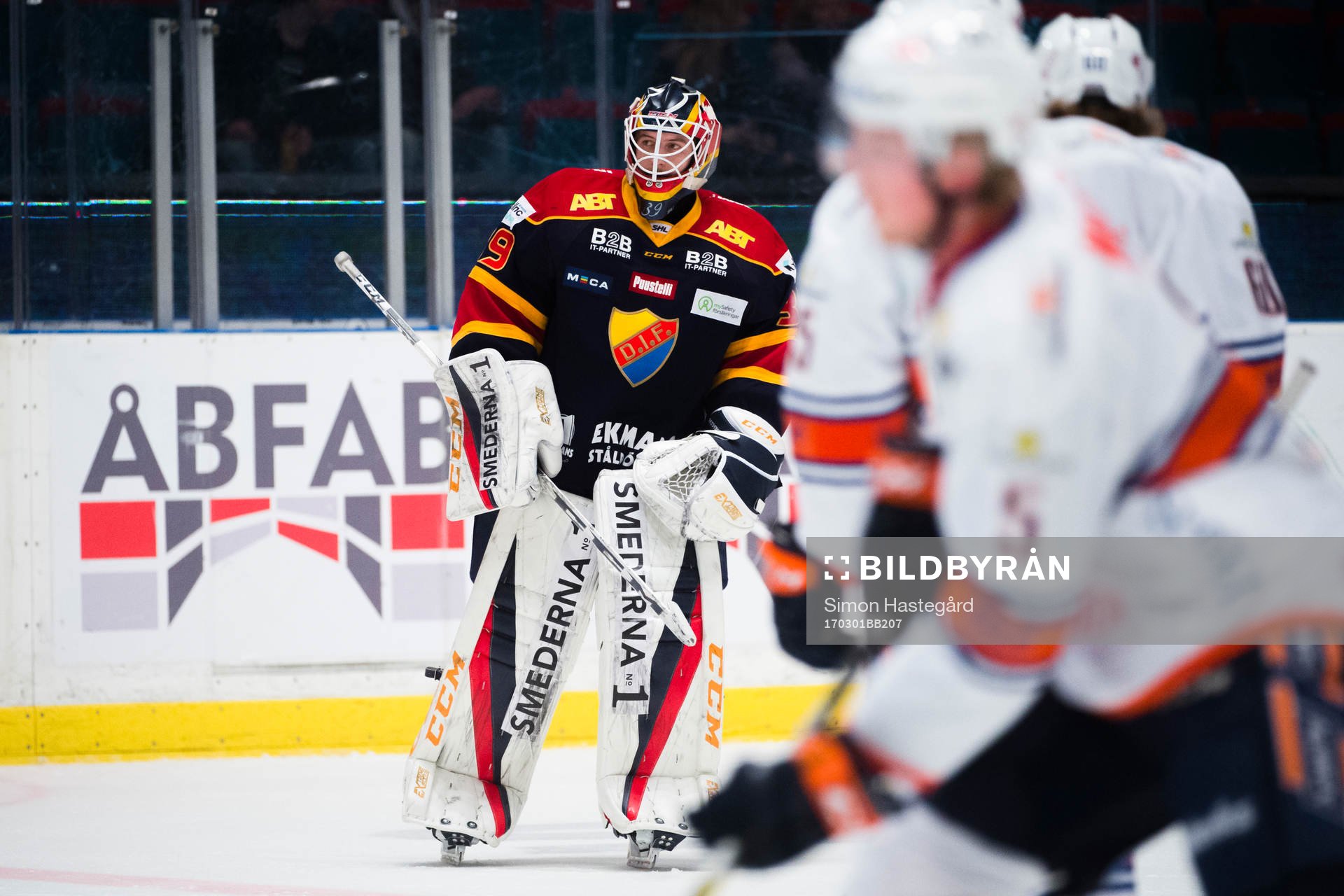 Djurgårdens målvakt Adam Reideborn före ishockeymatchen