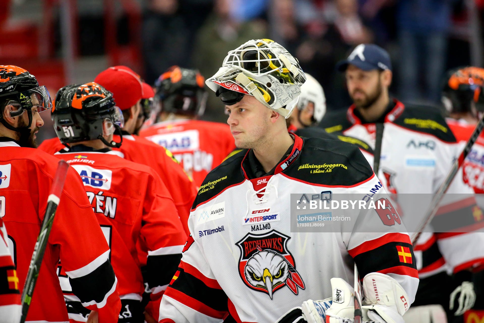 Malmö Redhawks målvakt Oscar Alsenfelt deppar