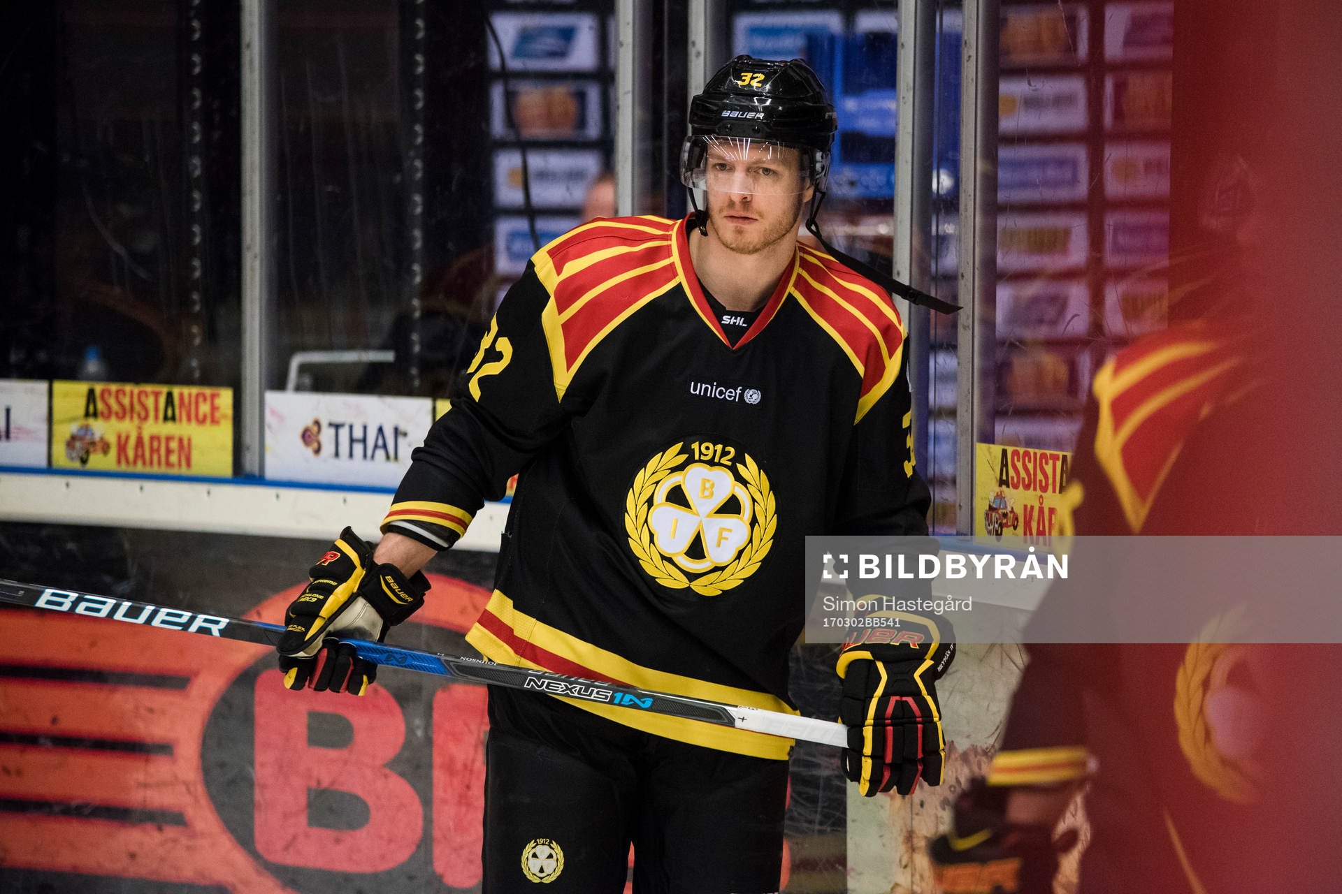 Brynäs Nick Johnson före ishockeymatchen i SHL mellan