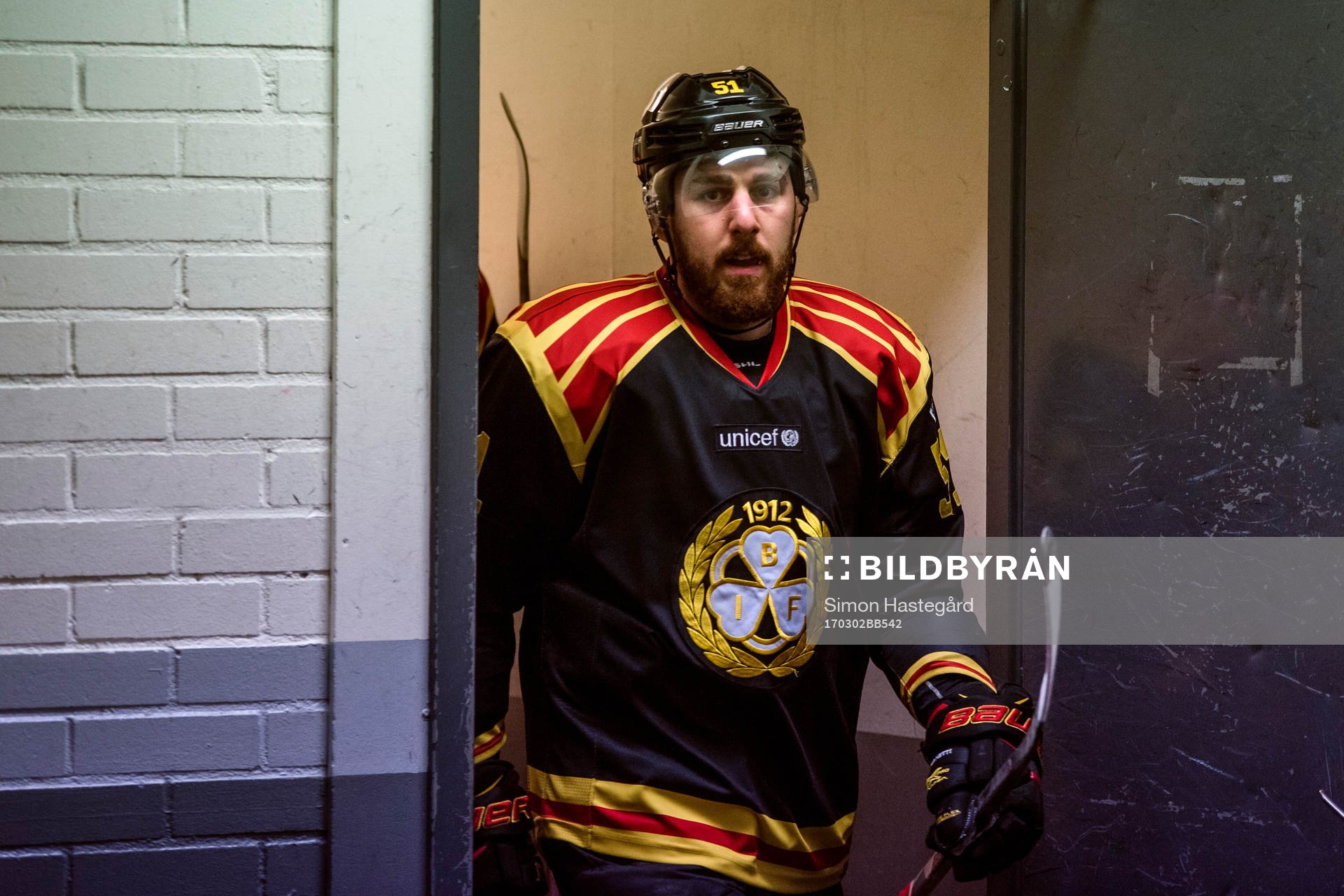 Brynäs Marc Zanetti före ishockeymatchen i SHL mellan