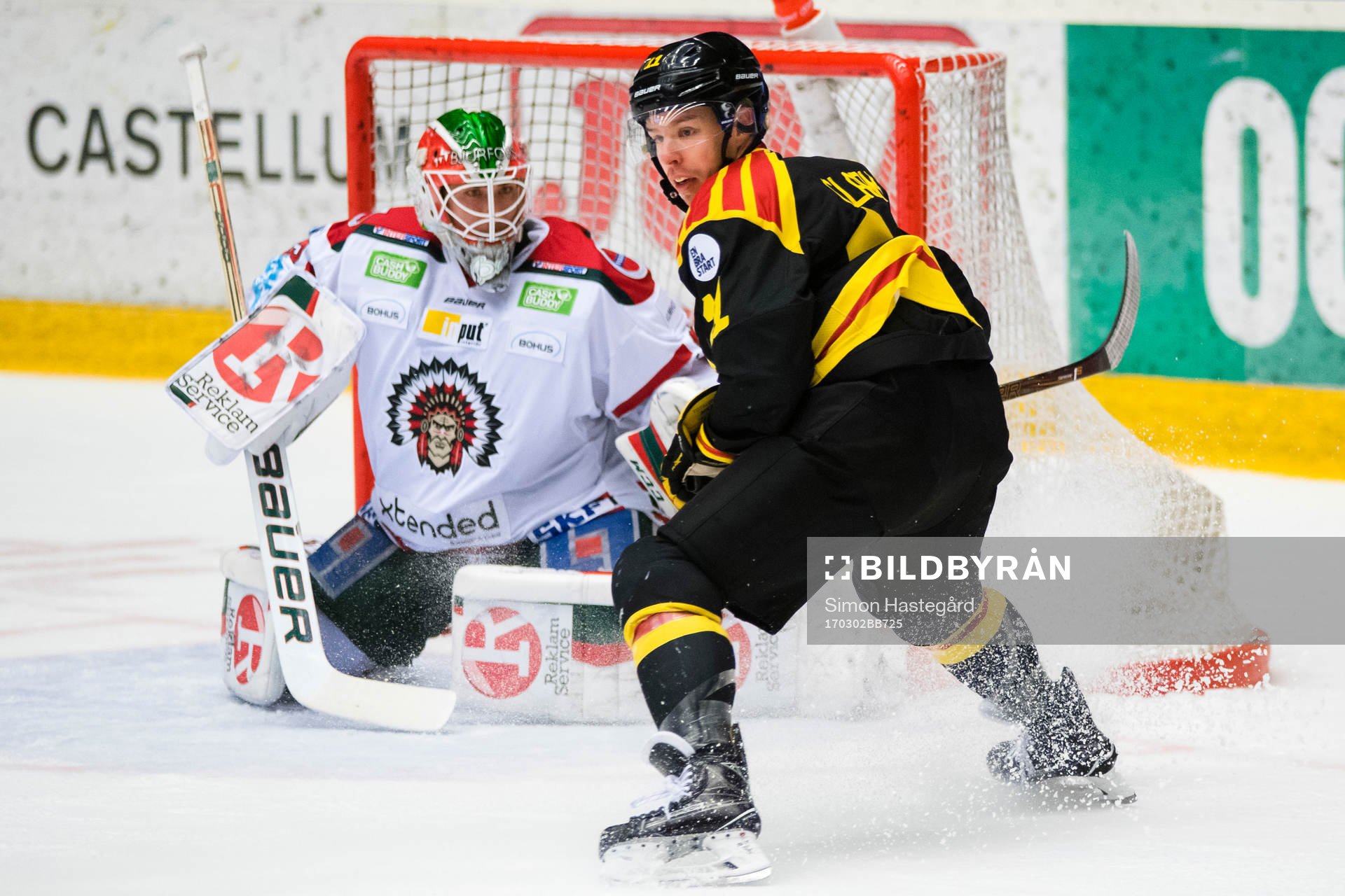 Frölundas målvakt Dan Bakala och Brynäs Kevin Clark