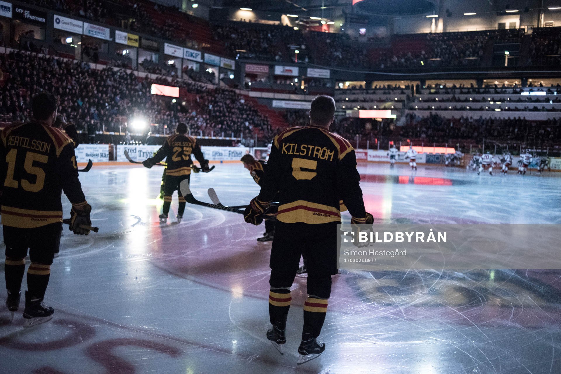 Brynäs Lukas Kilström före ishockeymatchen i SHL mellan