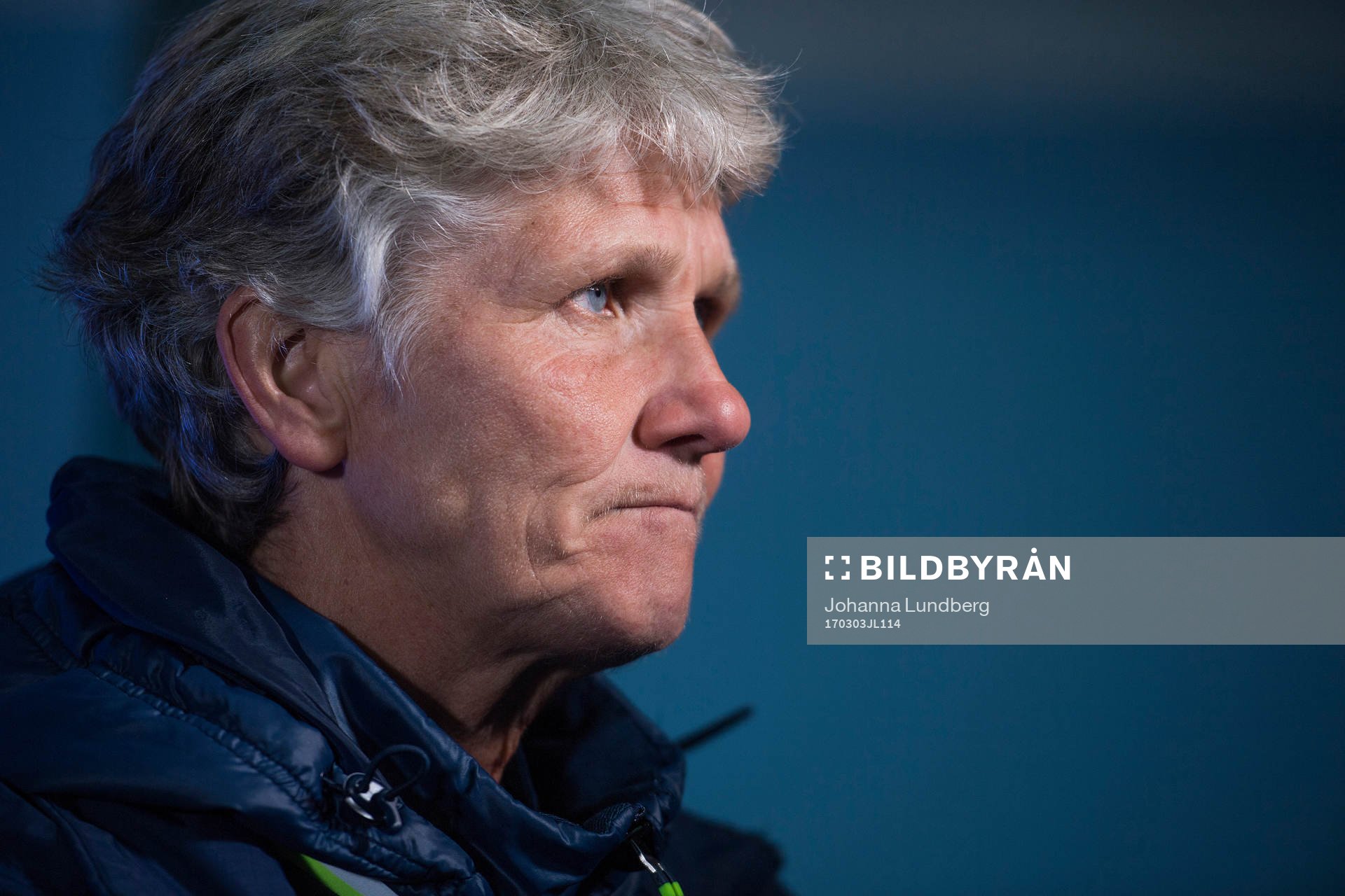 Sveriges förbundskapten Pia Sundhage efter en fotbollsmatch i Algarve Cup mellan Kina och Sverige den 3 mars 2017 i Vila Real de Santo Antonio.