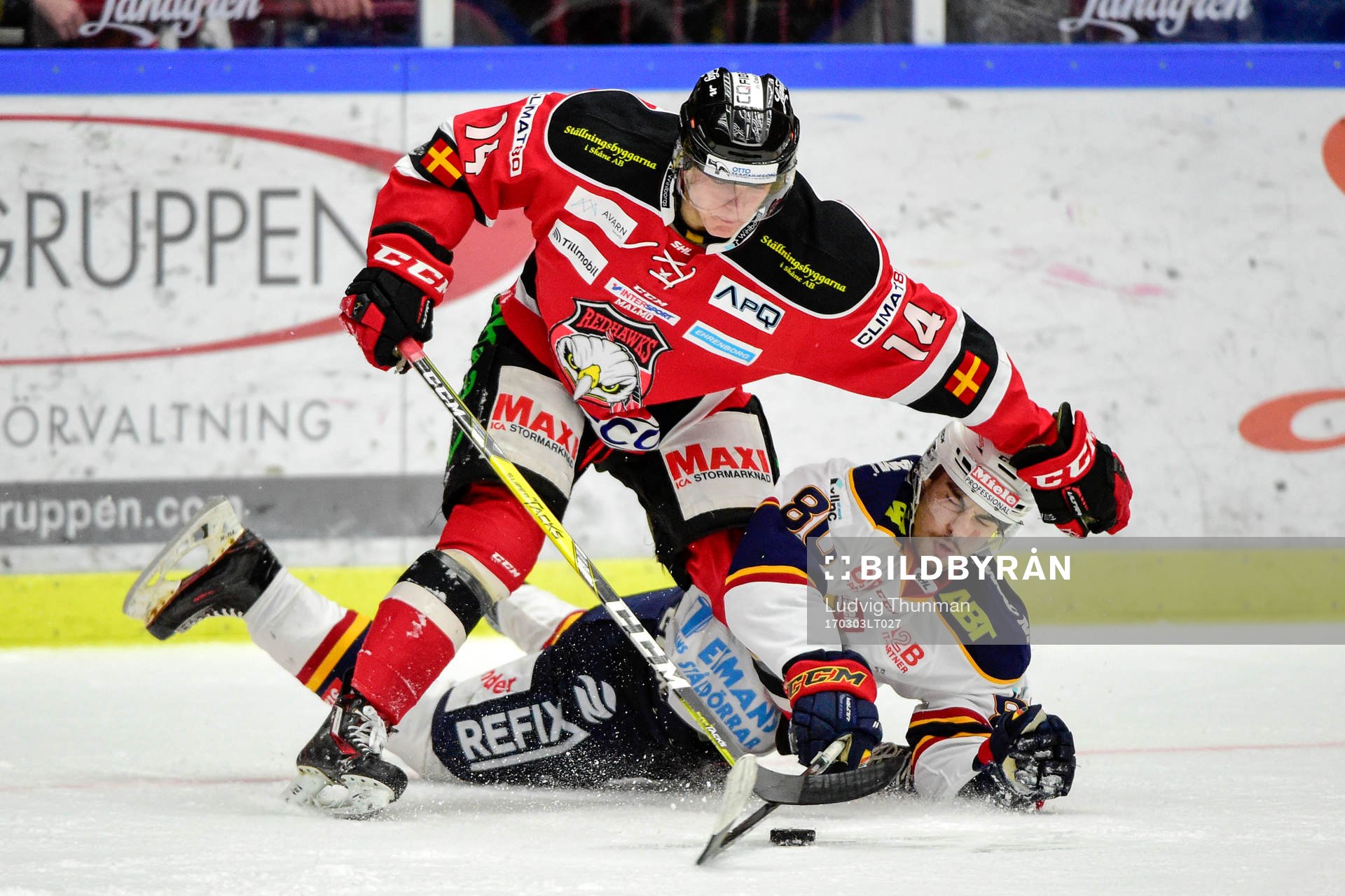 Malmö Redhawks Carl-Johan Lerby och Djurgårdens Gustav