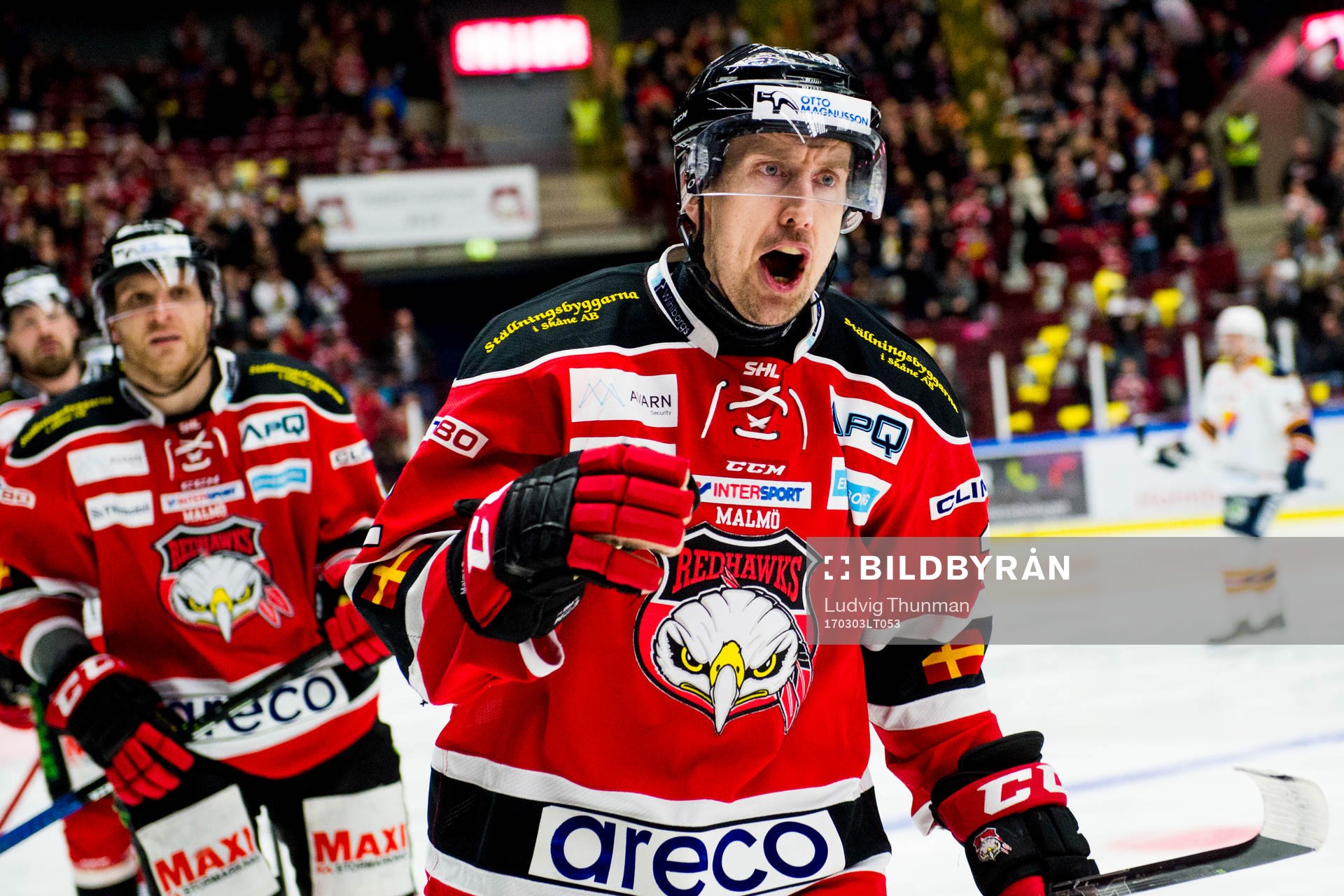 Malmö Redhawks Erik Andersson jublar