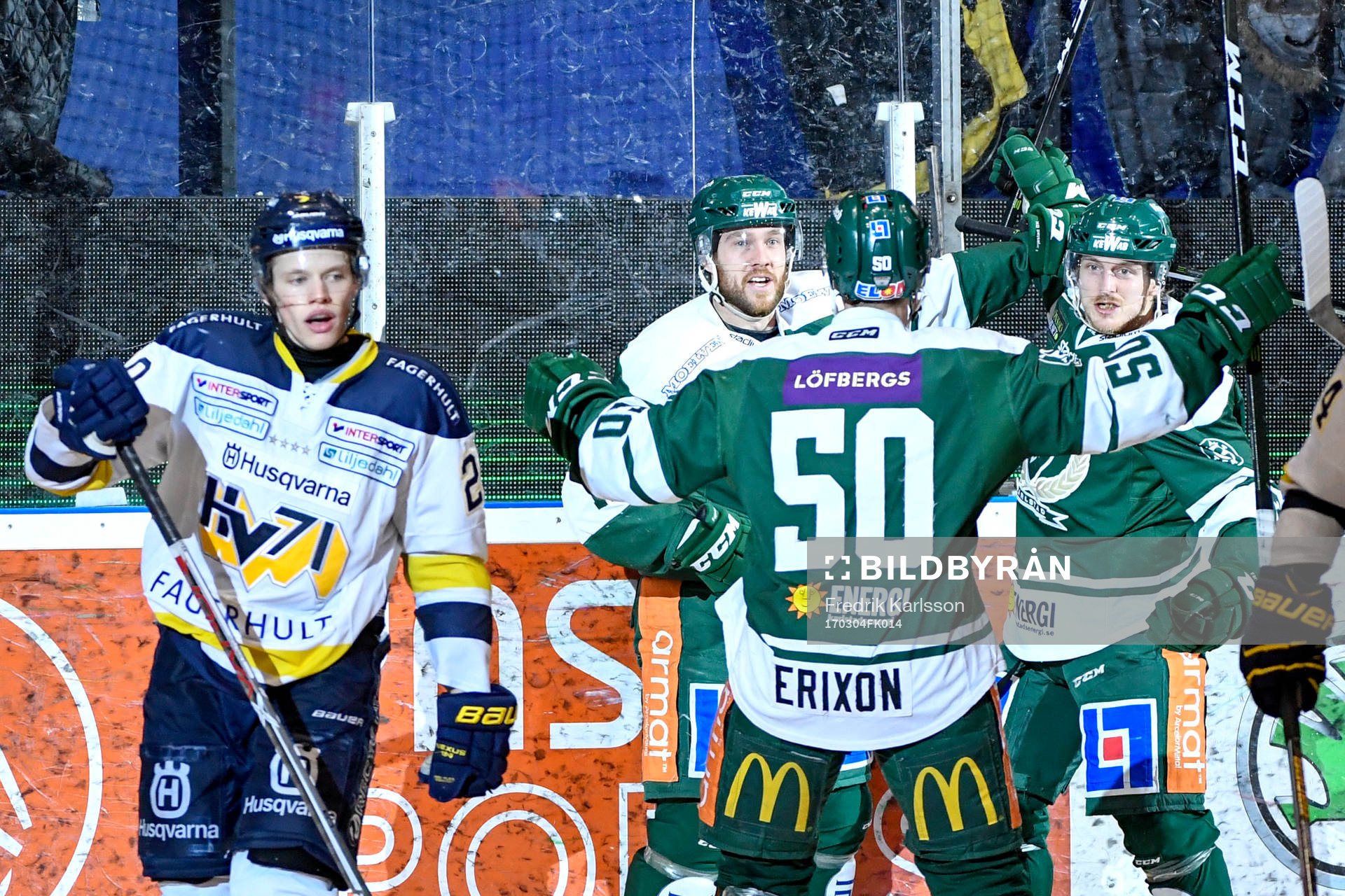 Färjestads Hugo Enock, Sebastian Erixon och Gustaf Thorell