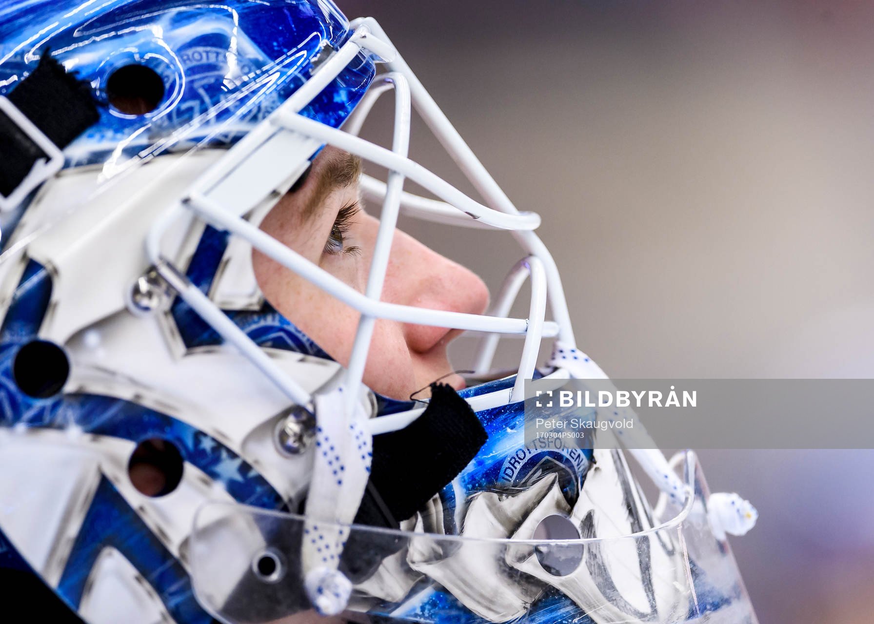 Leksands målvakt Henrik Haukeland på uppvärmningen