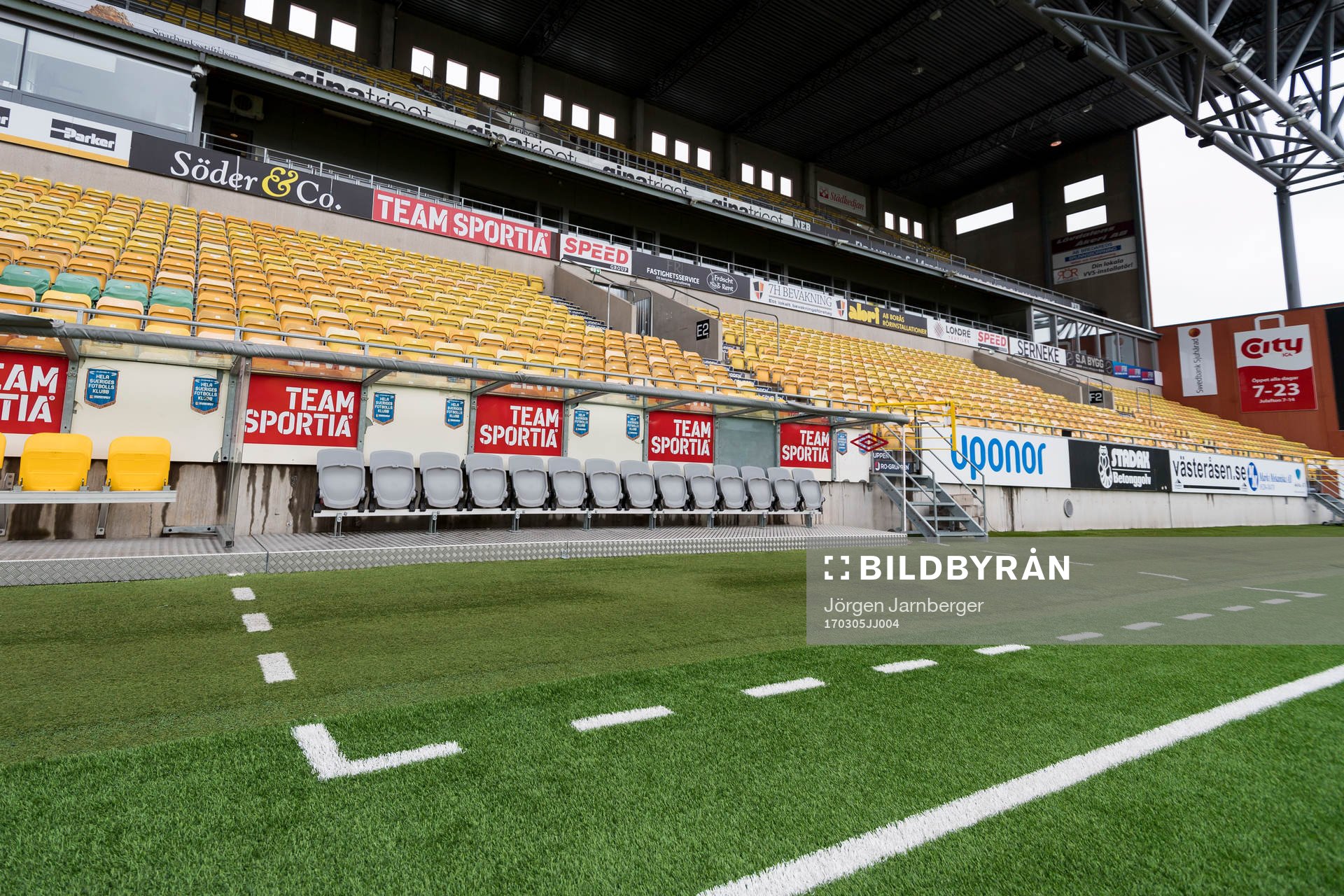 Interiör Borås arena innan fotbollsmatchen i Svenska