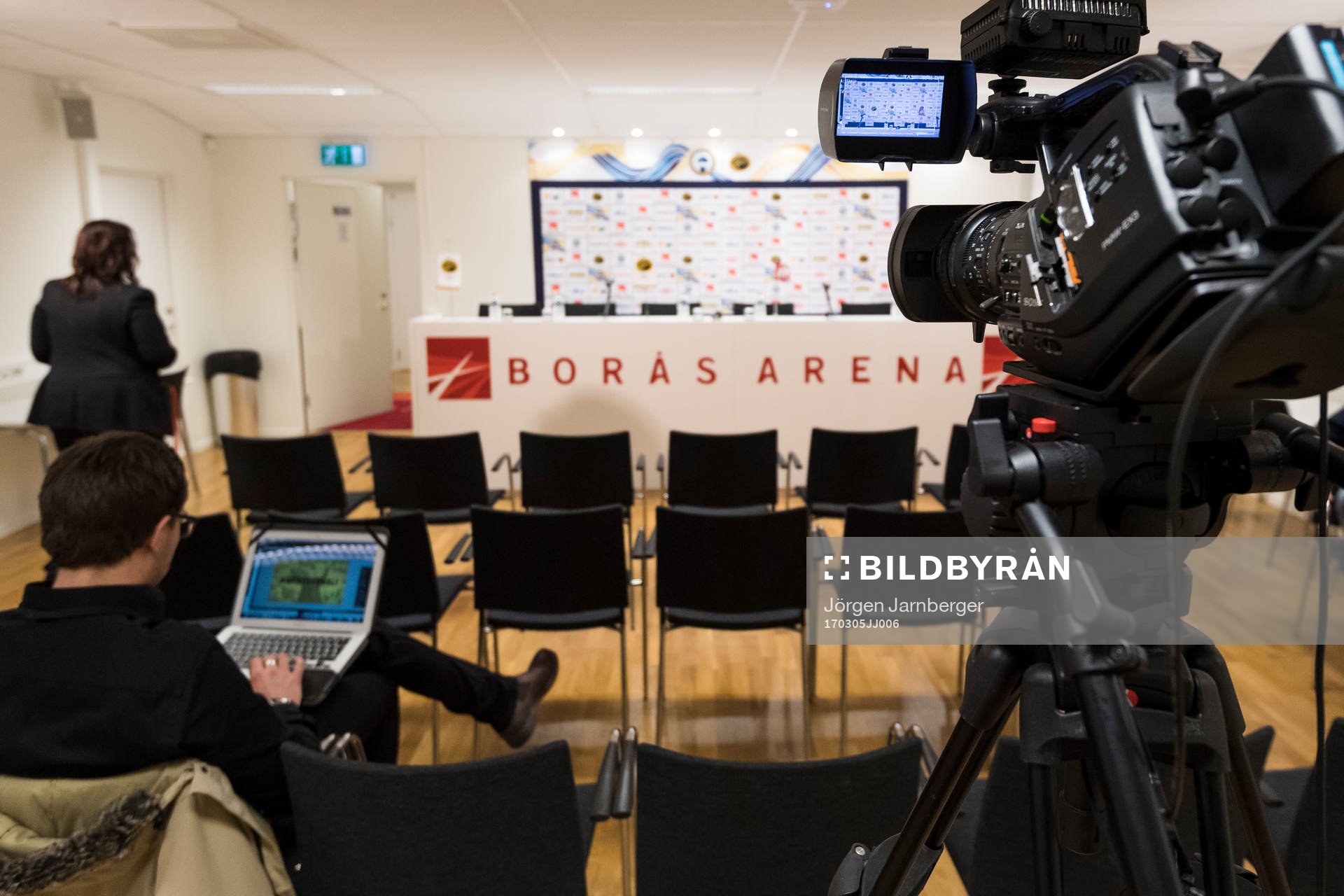 Interiör Borås arena innan fotbollsmatchen i Svenska