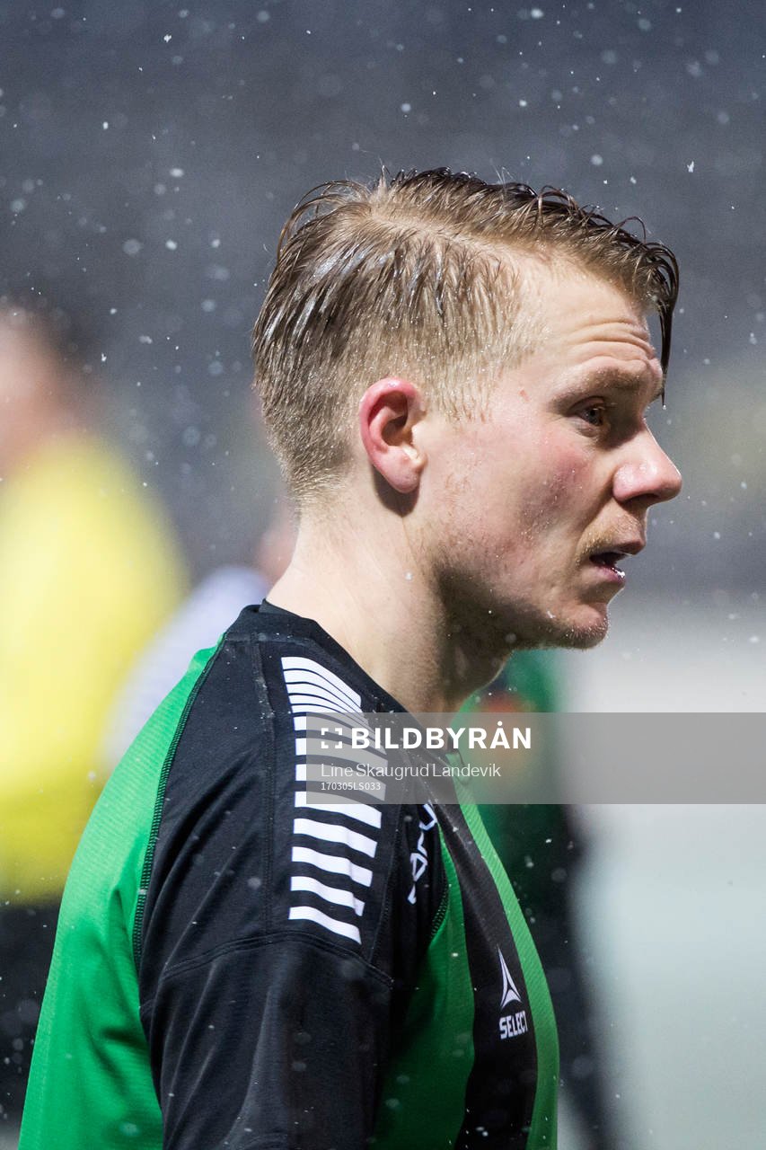 GAIS Johan Svahn under fotbollsmatchen i Svenska Cupen mellan GAIS och Kristianstad FC den 5 mars 2017 i Göteborg.