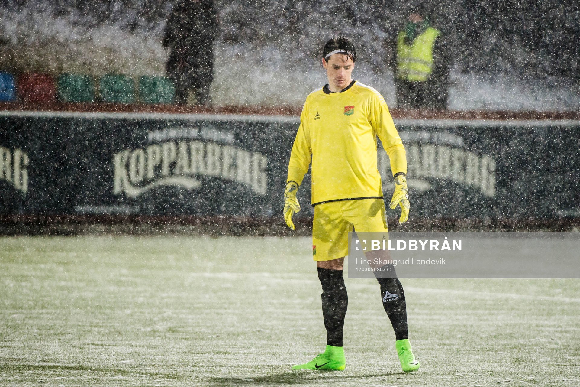 GAIS målvakt Damir Mehic under fotbollsmatchen i Svenska Cupen mellan GAIS och Kristianstad FC den 5 mars 2017 i Göteborg.