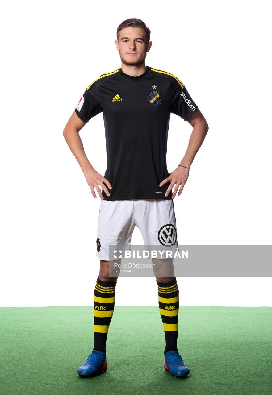 AIK:s Christos Gravius poserar för ett porträtt den 5 mars 2017 i Stockholm.