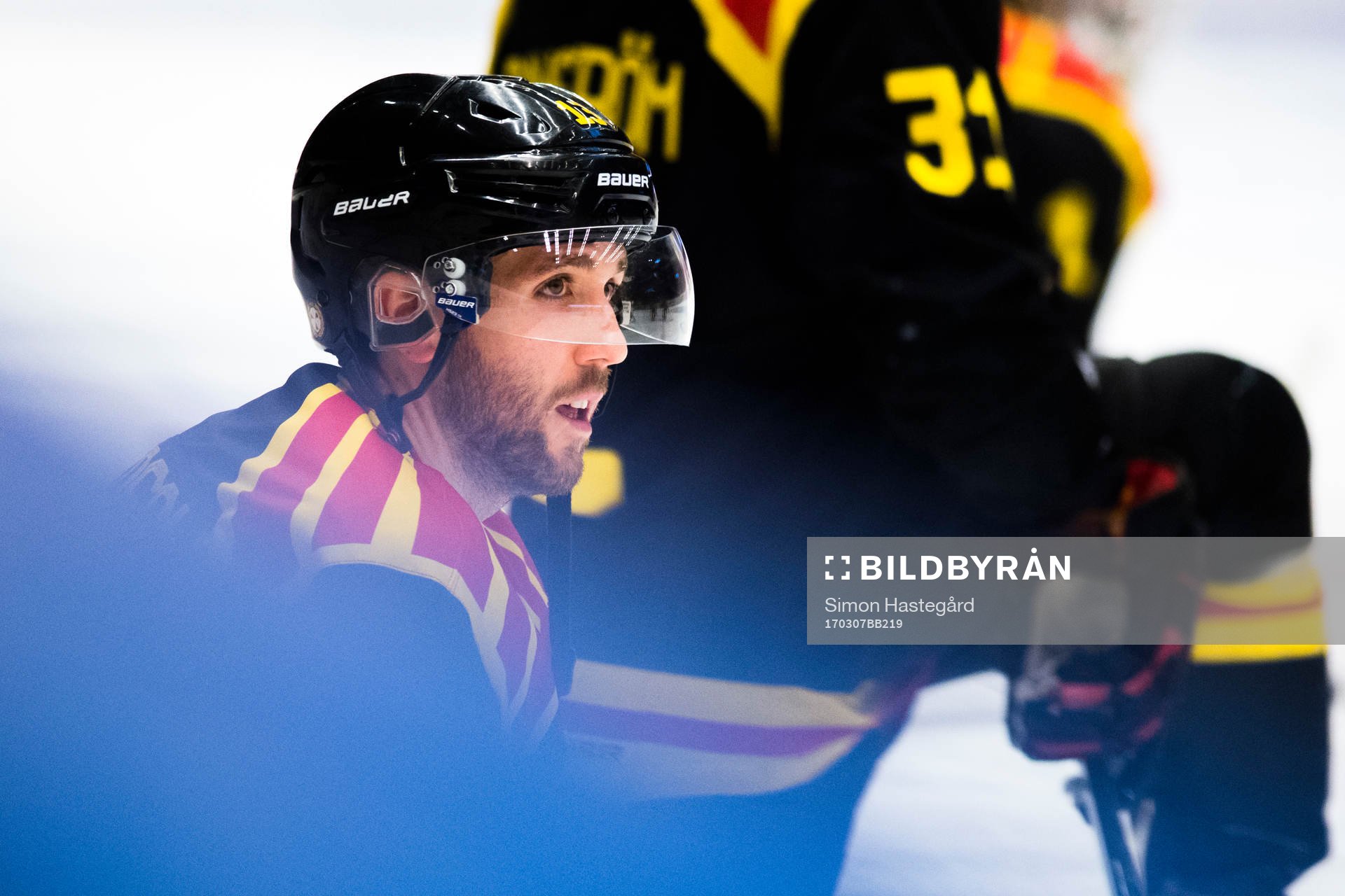 Brynäs Ryan Gunderson före ishockeymatchen i SHL mellan