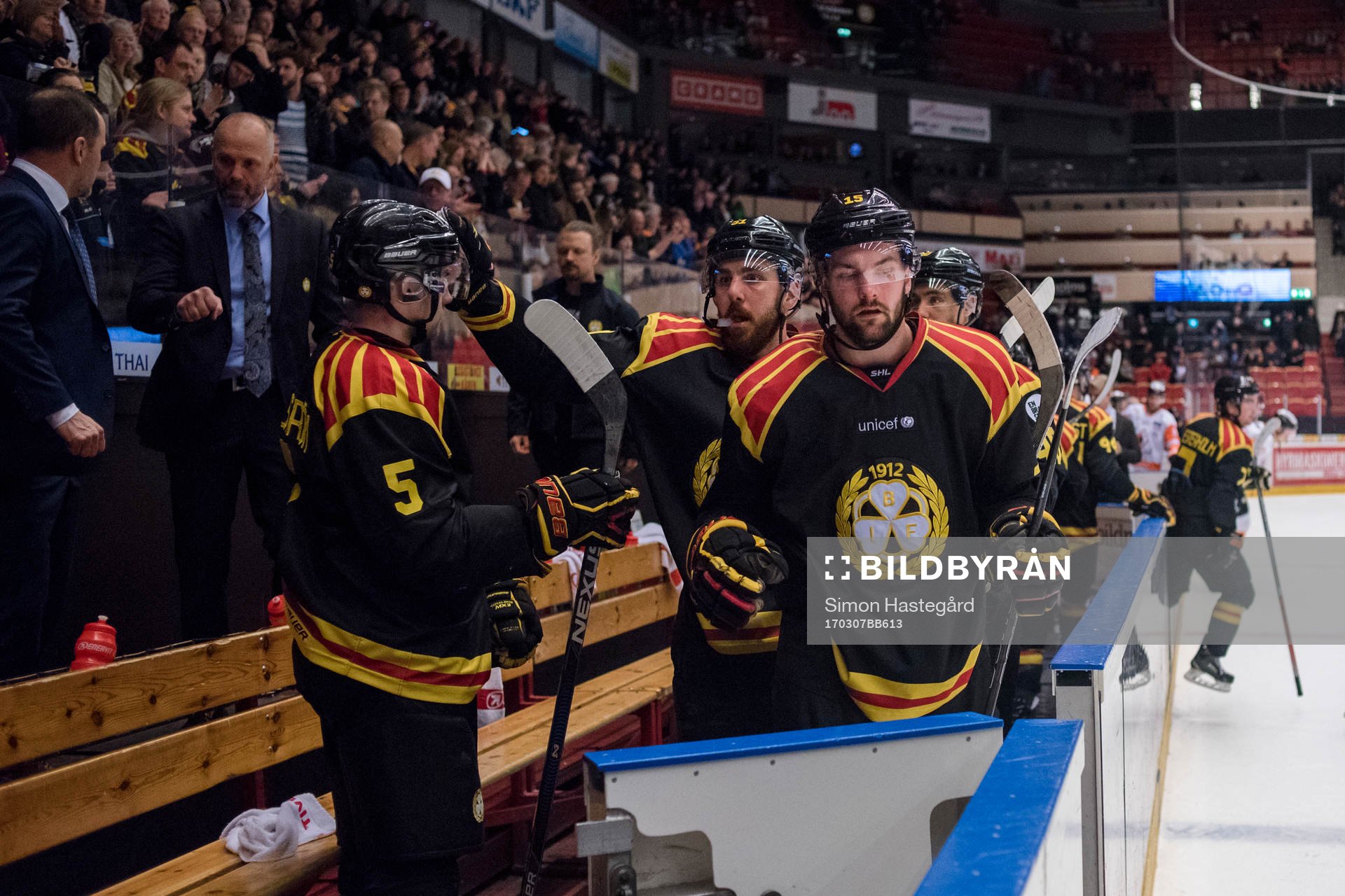 Brynäs Lukas Kilström , Marc Zanetti och Simon Bertilsson