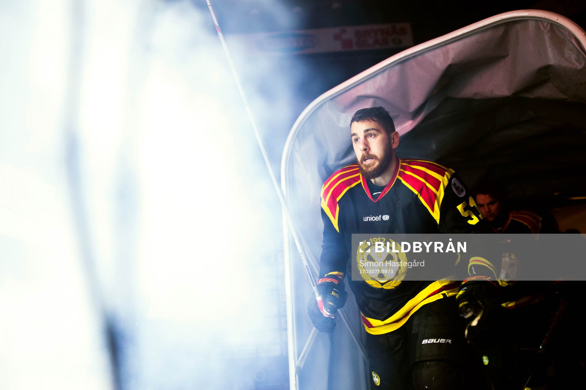 Brynäs Marc Zanetti före ishockeymatchen i SHL mellan