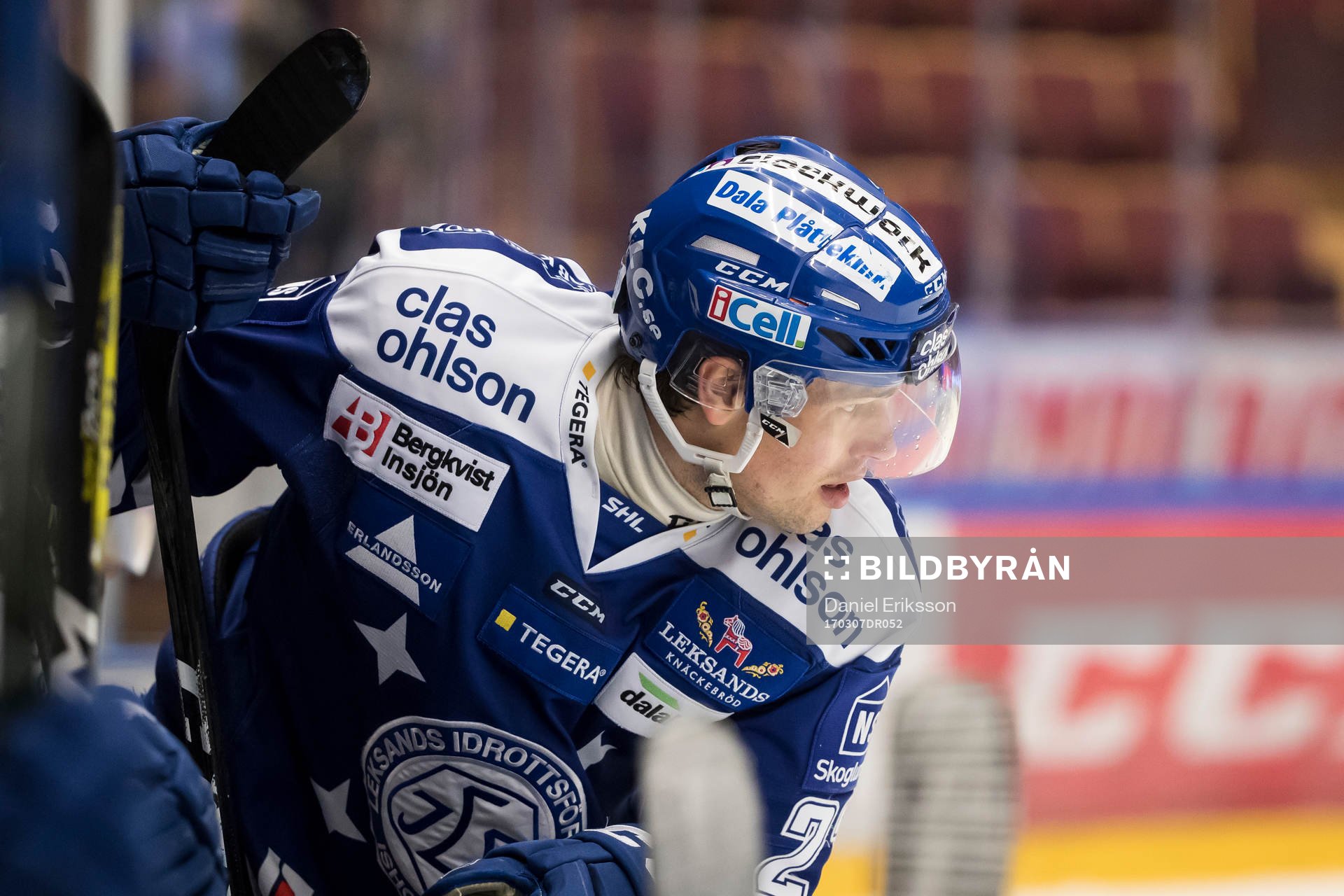 Leksands Eric Castonguay i ishockeymatchen i SHL mellan