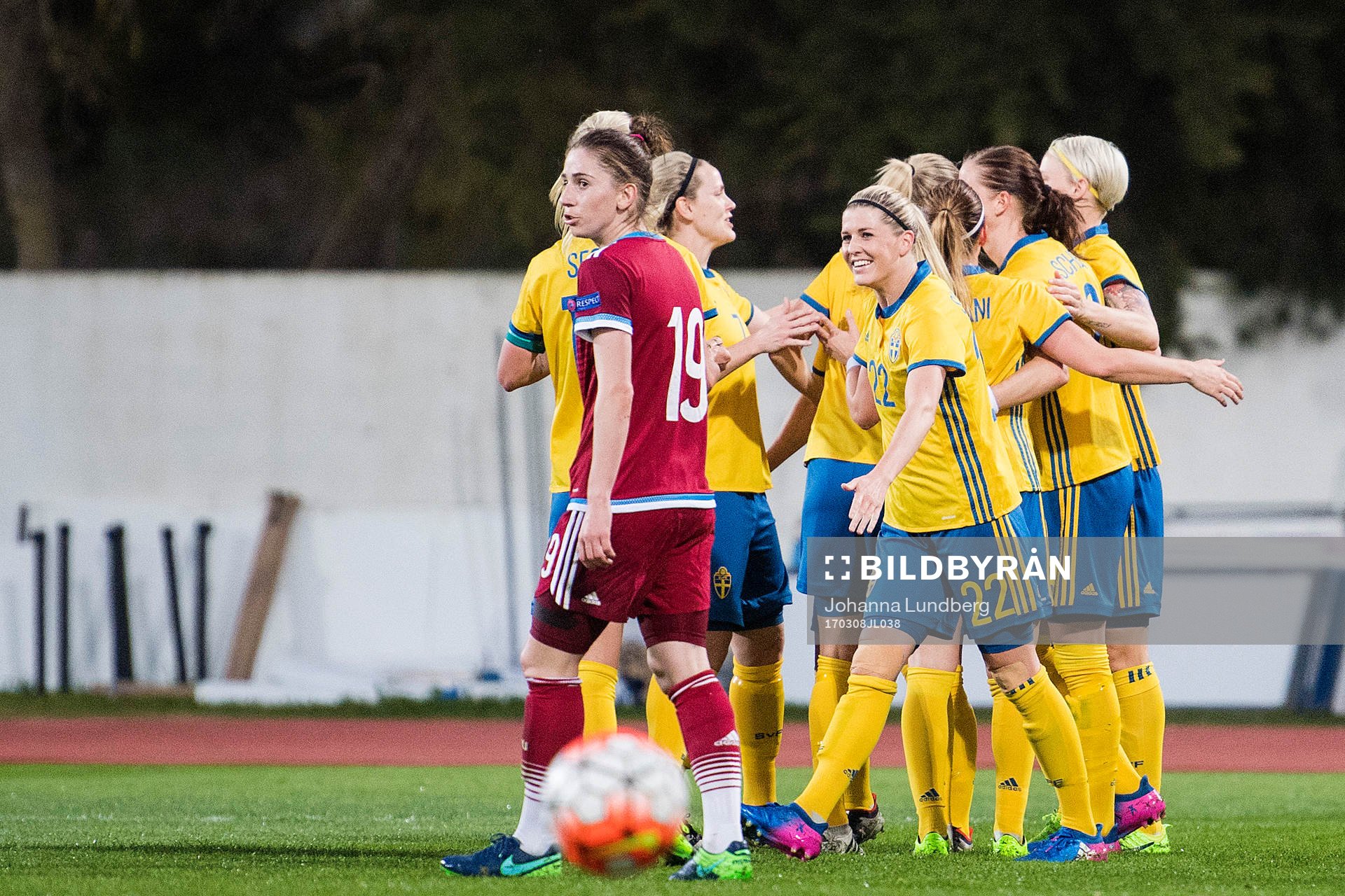 Sveriges Lisa Dahlkvist, Olivia Schough, Lotta Schelin  och