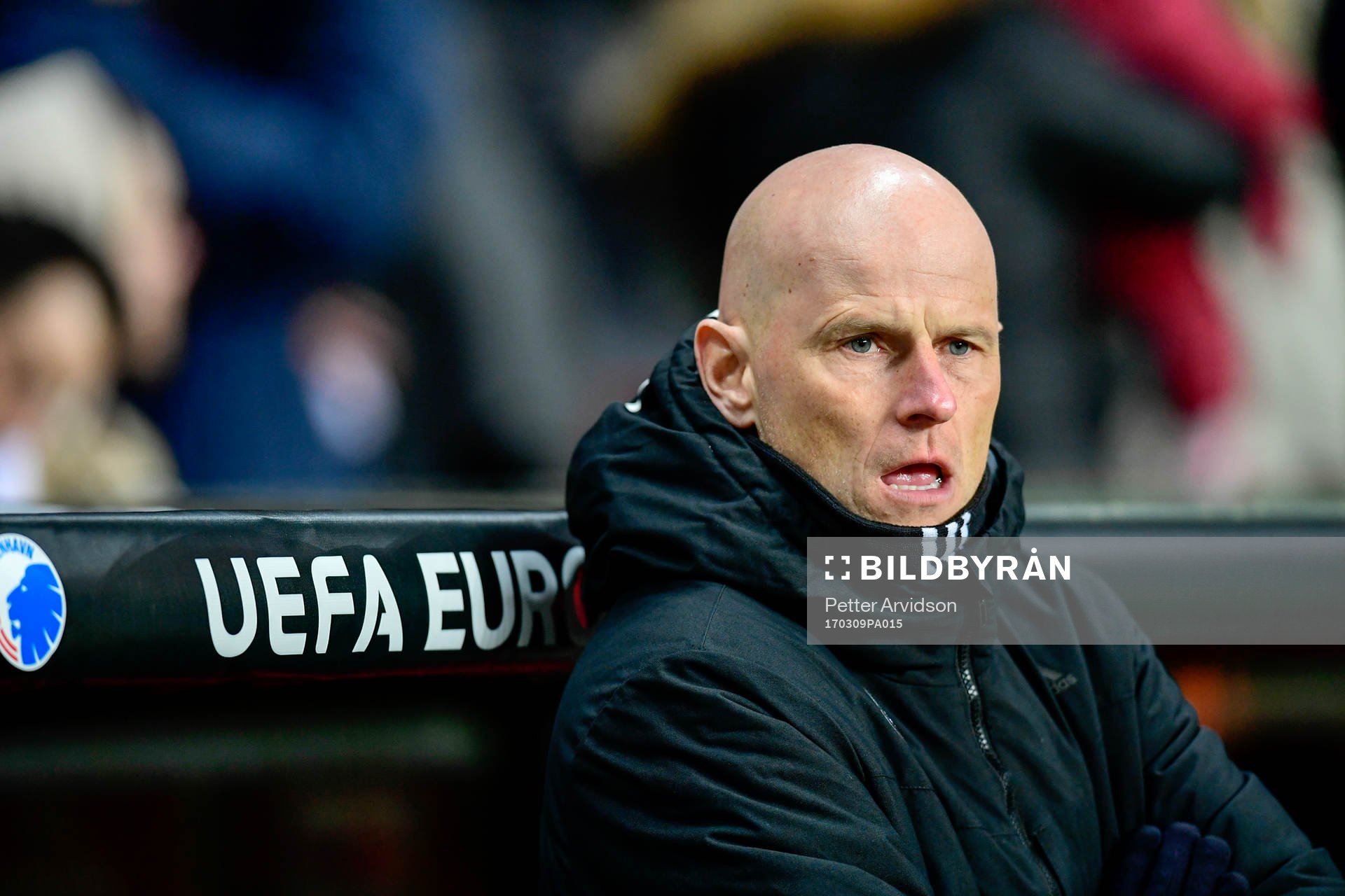 FC Köpenhamns tränare Ståle Solbakken under fotbollsmatchen i åttondelsfinalen i Europa League mellan Köpenhamn och Ajax den 9 mars 2017 i Köpenhamn.