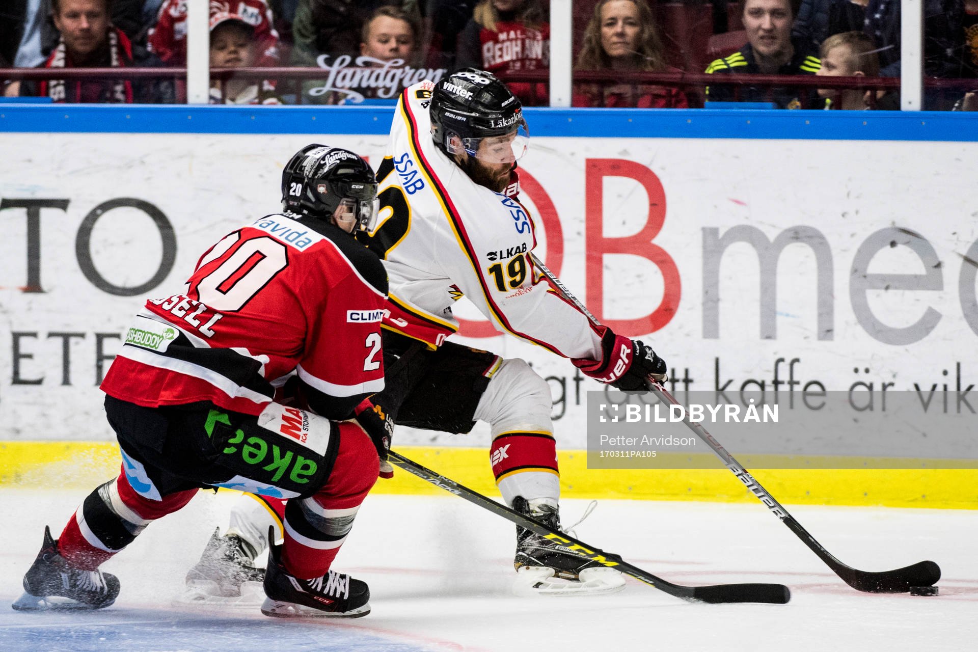 Luleås Jacob Lagacé och Malmö Redhawks Erik Forssell