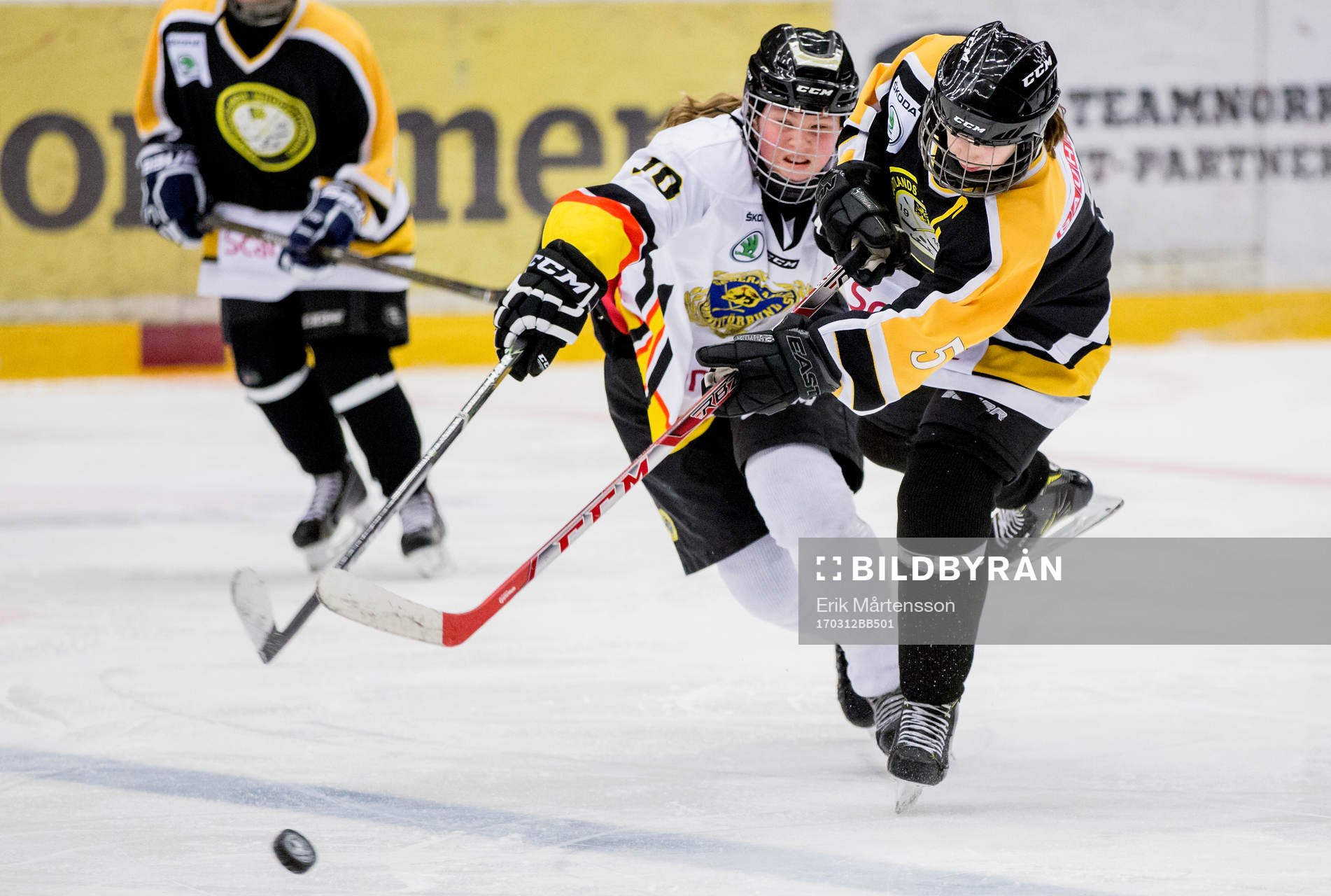 Södermanlands Felicia Nordlund (10) i kamp om pucken med