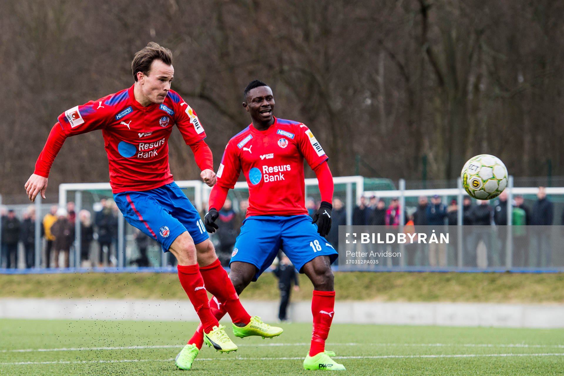 Helsingborgs Anton Wede under en träningsmatch i fotboll mellan Helsingborg och Kristianstad den 12 mars 2017 i Helsingborg.