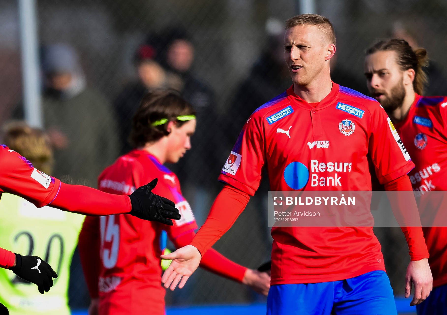 Helsingborgs Peter Larsson under en träningsmatch i fotboll mellan Helsingborg och Kristianstad den 12 mars 2017 i Helsingborg.