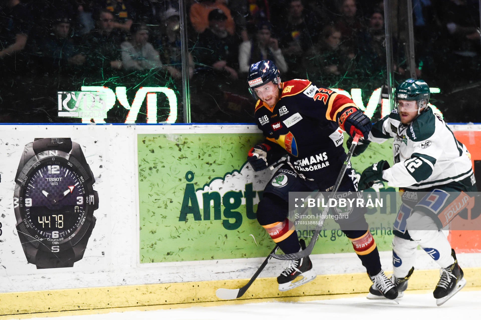 Djurgårdens Linus Hultström och Färjestads Gustaf Thorell