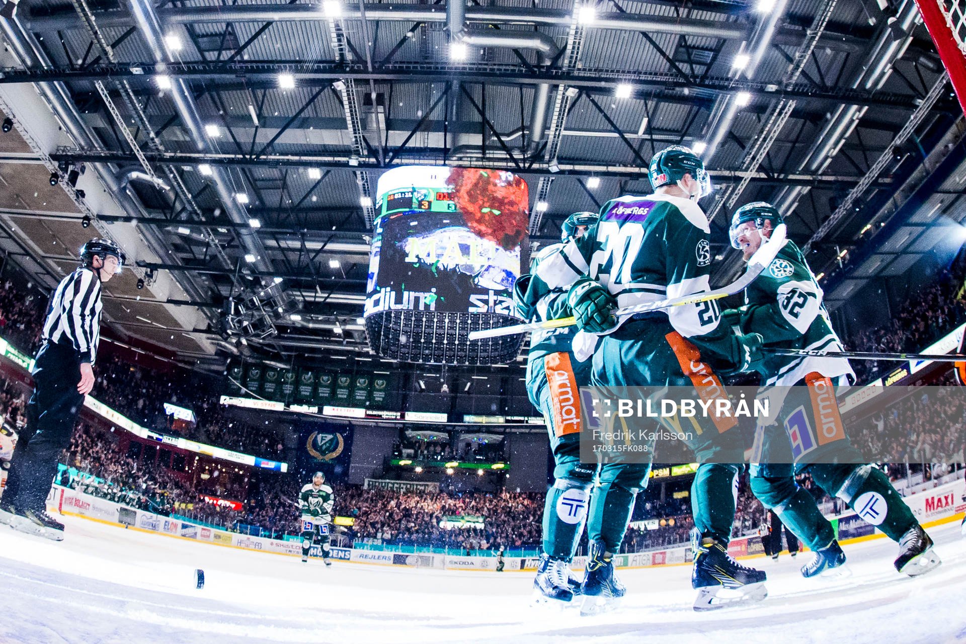 Färjestads Joel Eriksson Ek, Per Åslund och Magnus Nygren