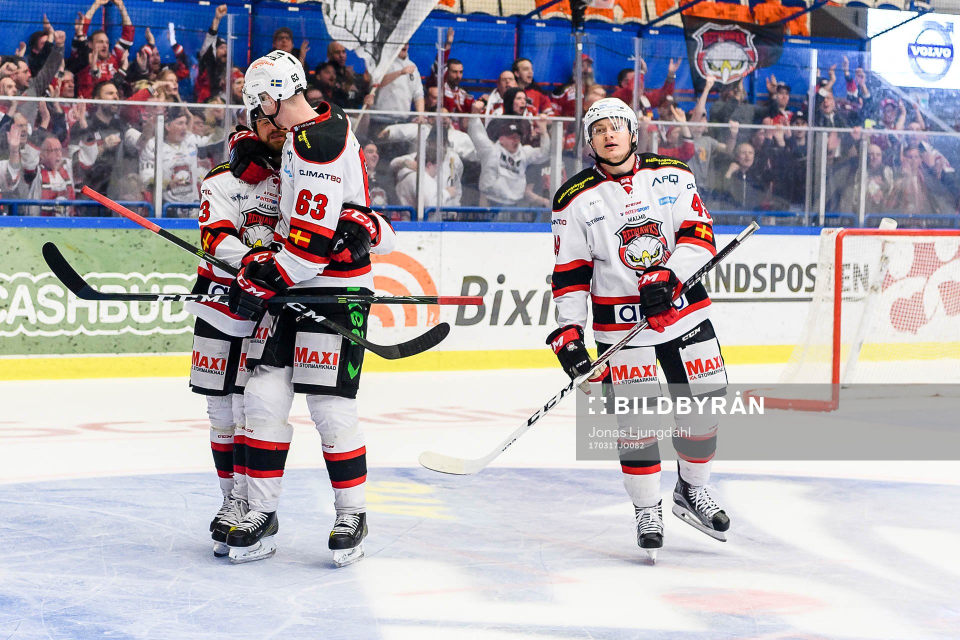 Malmö Redhawks Nichlas Hardt, Fredrik Händemark och Rhett