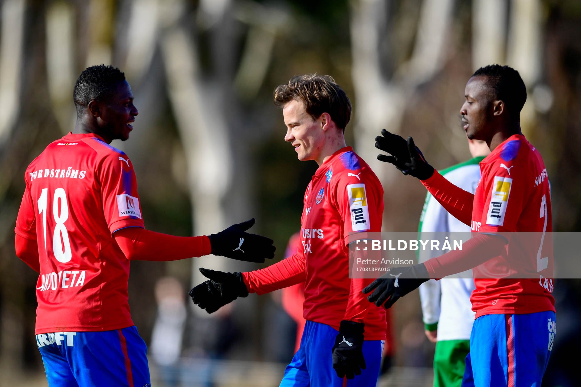 Helsingborgs målskyttar Oke Akpoveta, Anton Wede och