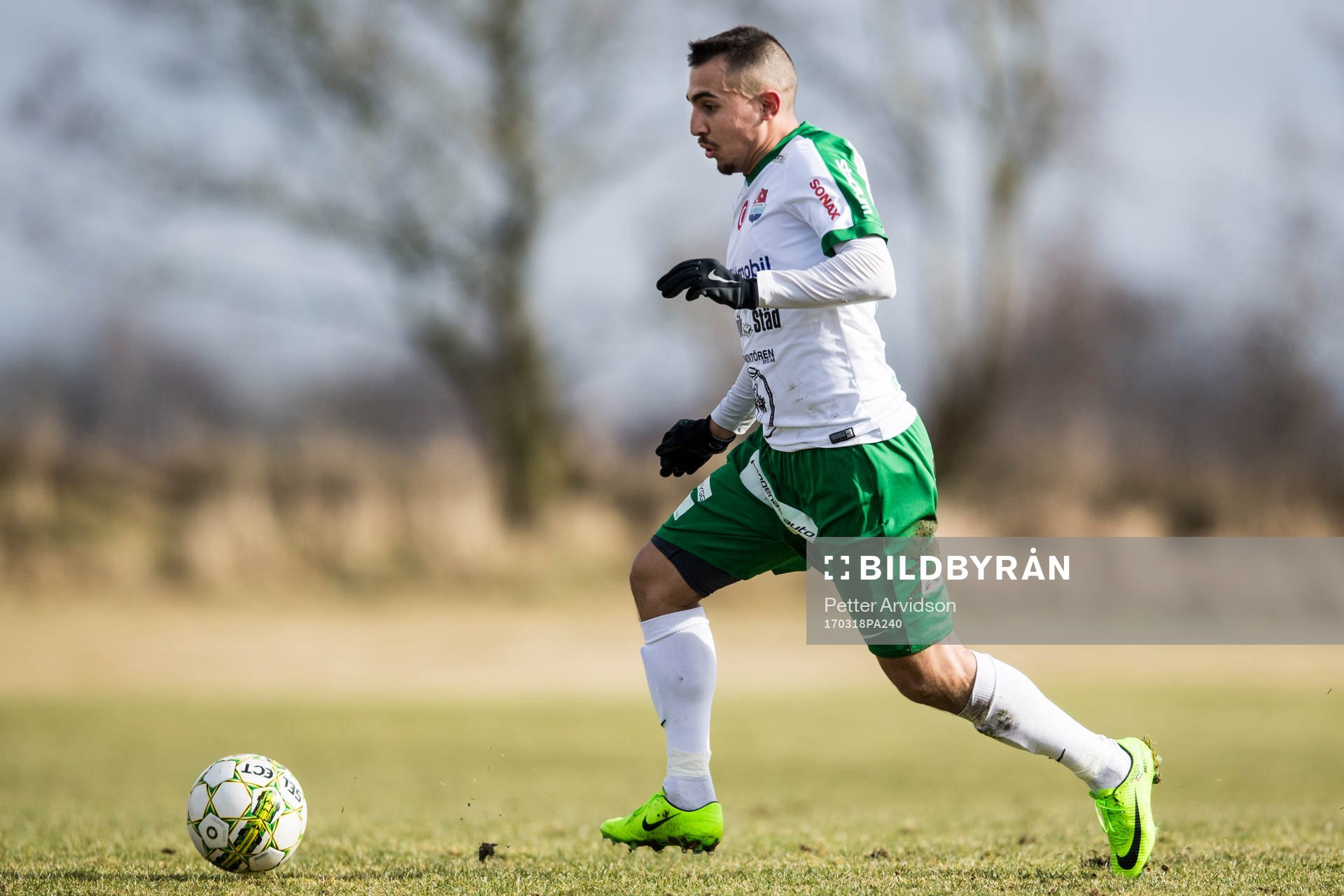 Prespas Mohammad El Kayed under en träningsmatch i fotboll mellan Helsingborg och Prespa Birlik den 18 mars 2017 i Strövelstorp.
