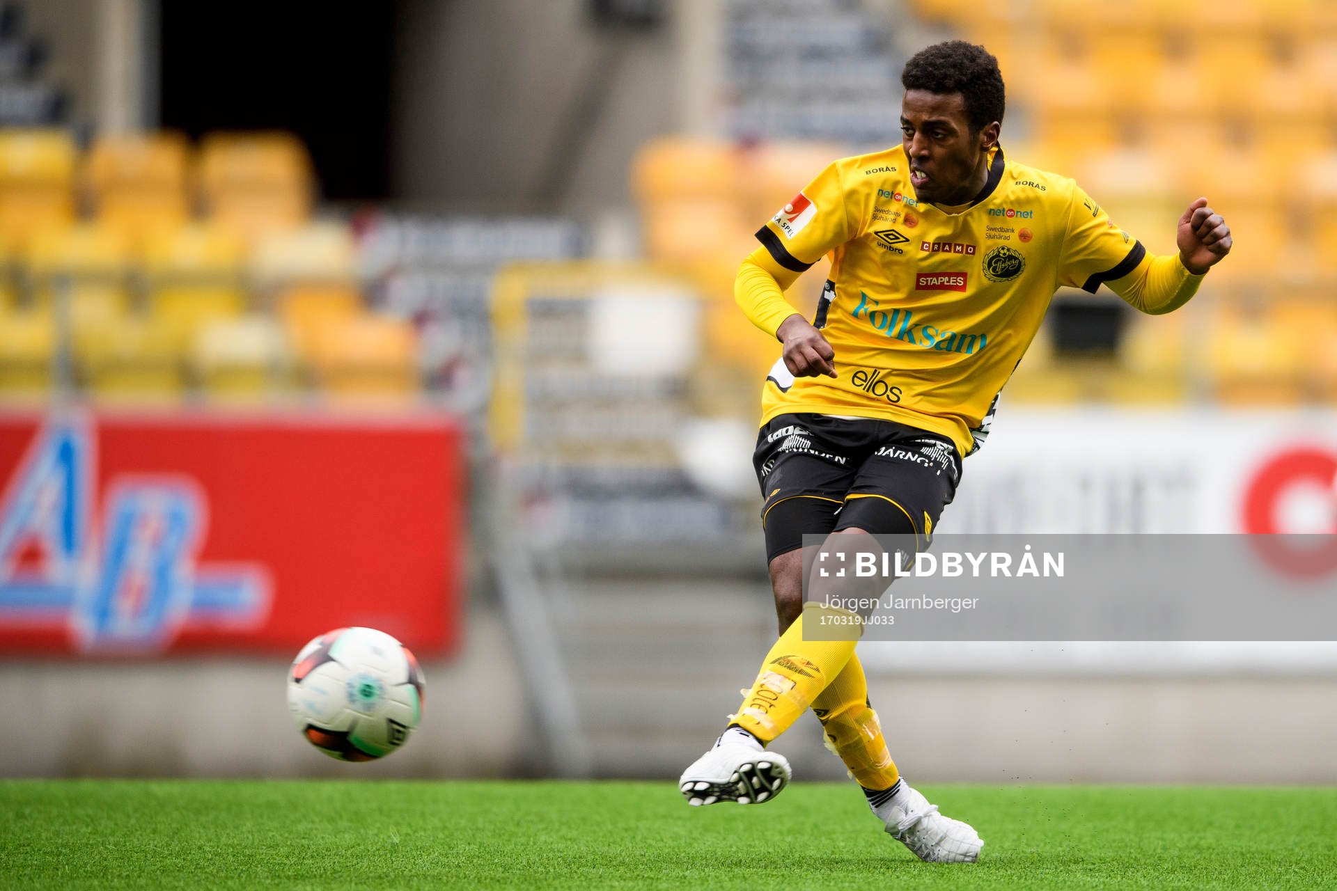 Elfsborgs Nattnael Zerai under fotbollsmatchen i Ligacupen U17 mellan Elfsborg och Örgryte den 19 mars 2017 i Borås.