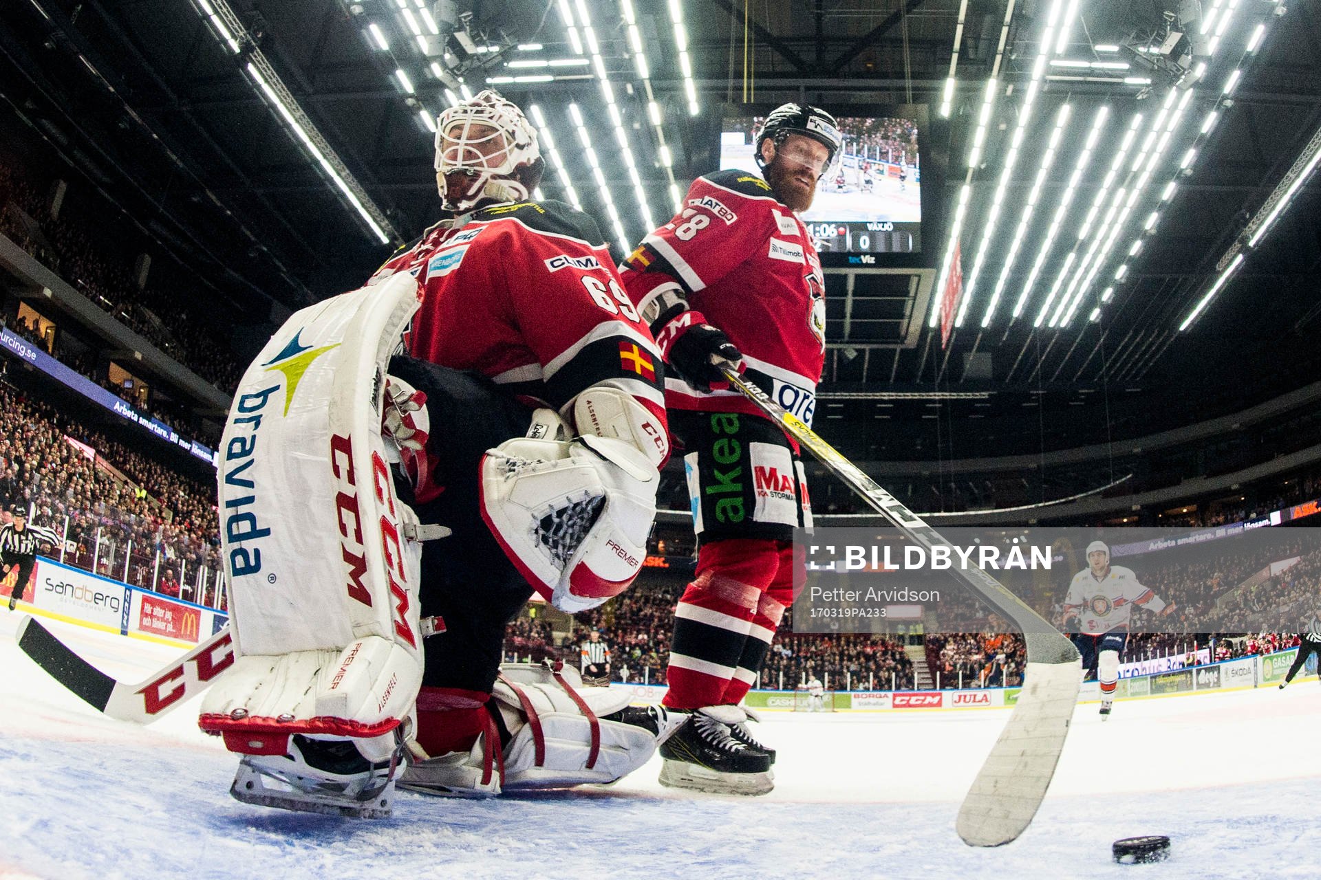 Malmö Redhawks målvakt Oscar Alsenfelt och Jens Olsson